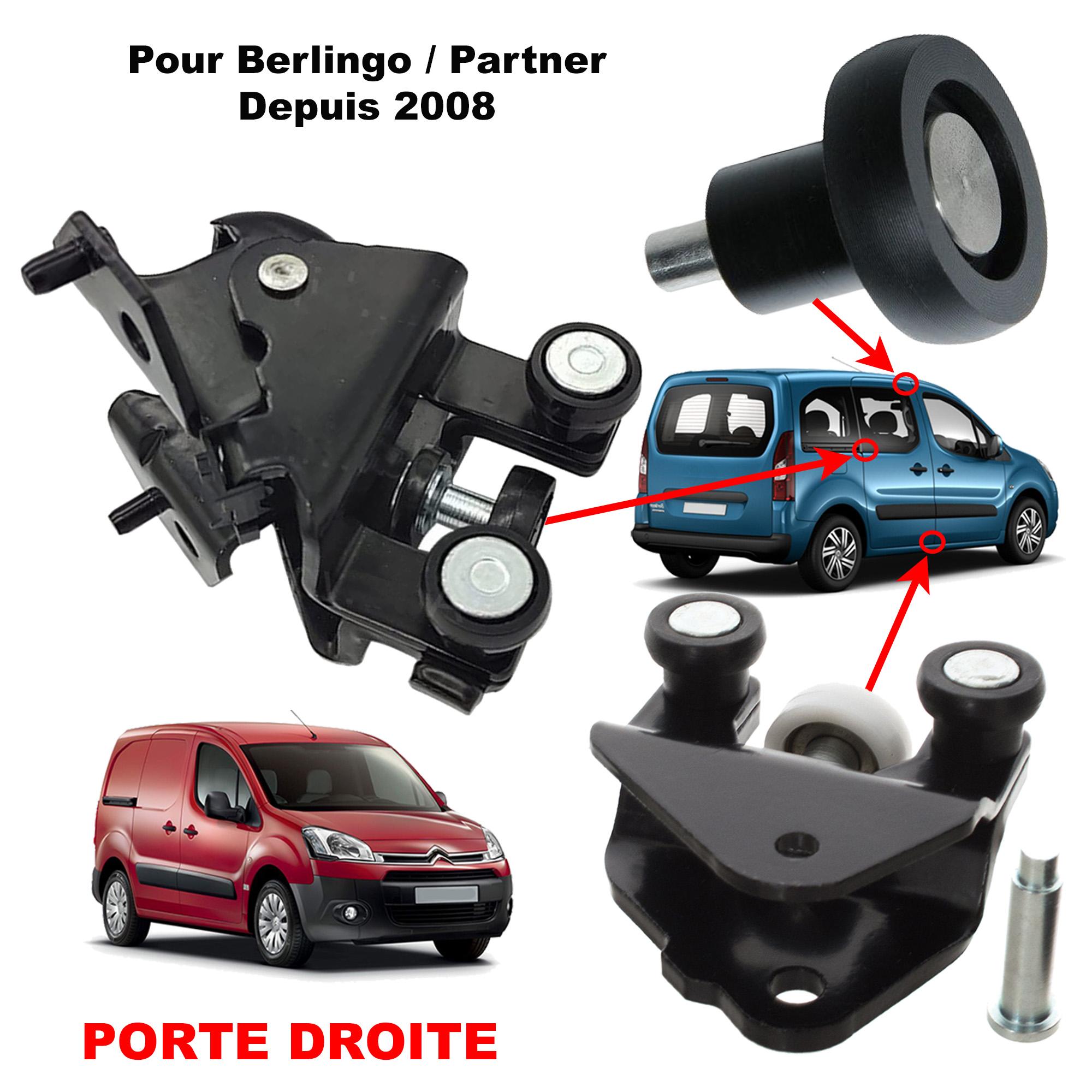 Kit galets supérieur central inférieur porte latérale droite pour Berlingo Partner PARTSLINE KC02223