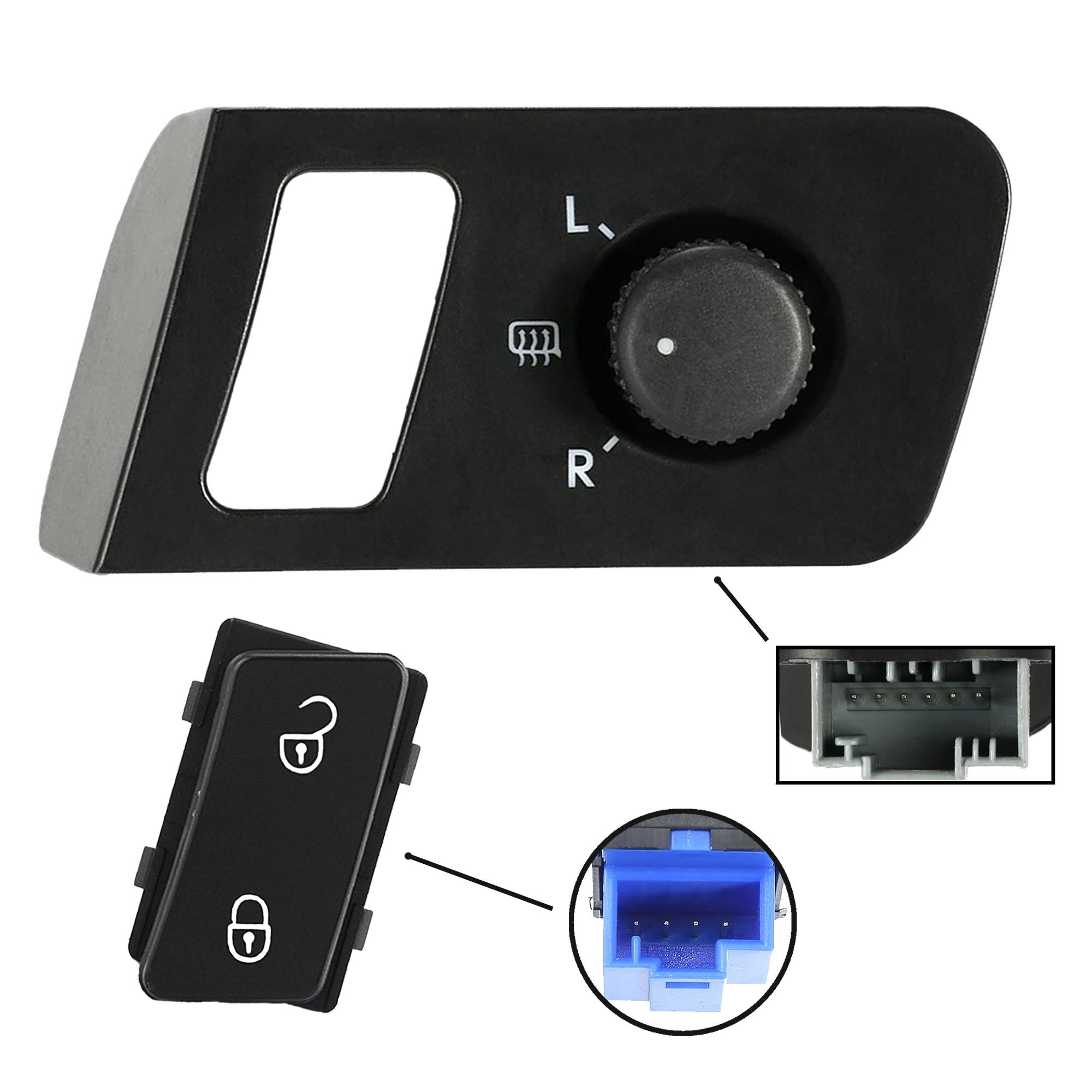 Bouton de rétroviseur noir + bouton de centralisation des portes pour Volkswagen PARTSLINE KC02323
