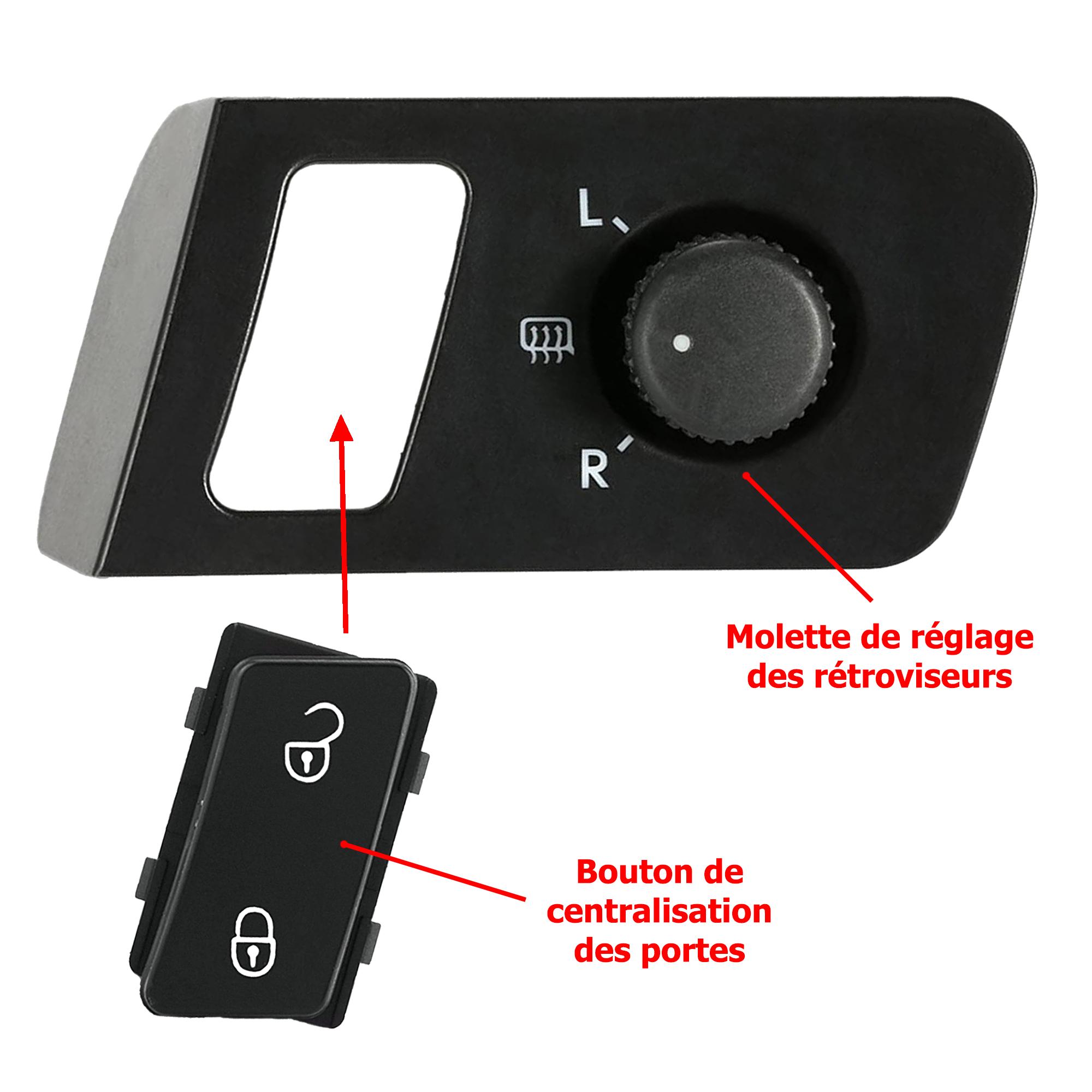 Bouton de rétroviseur noir + bouton de centralisation des portes pour Volkswagen PARTSLINE KC02323