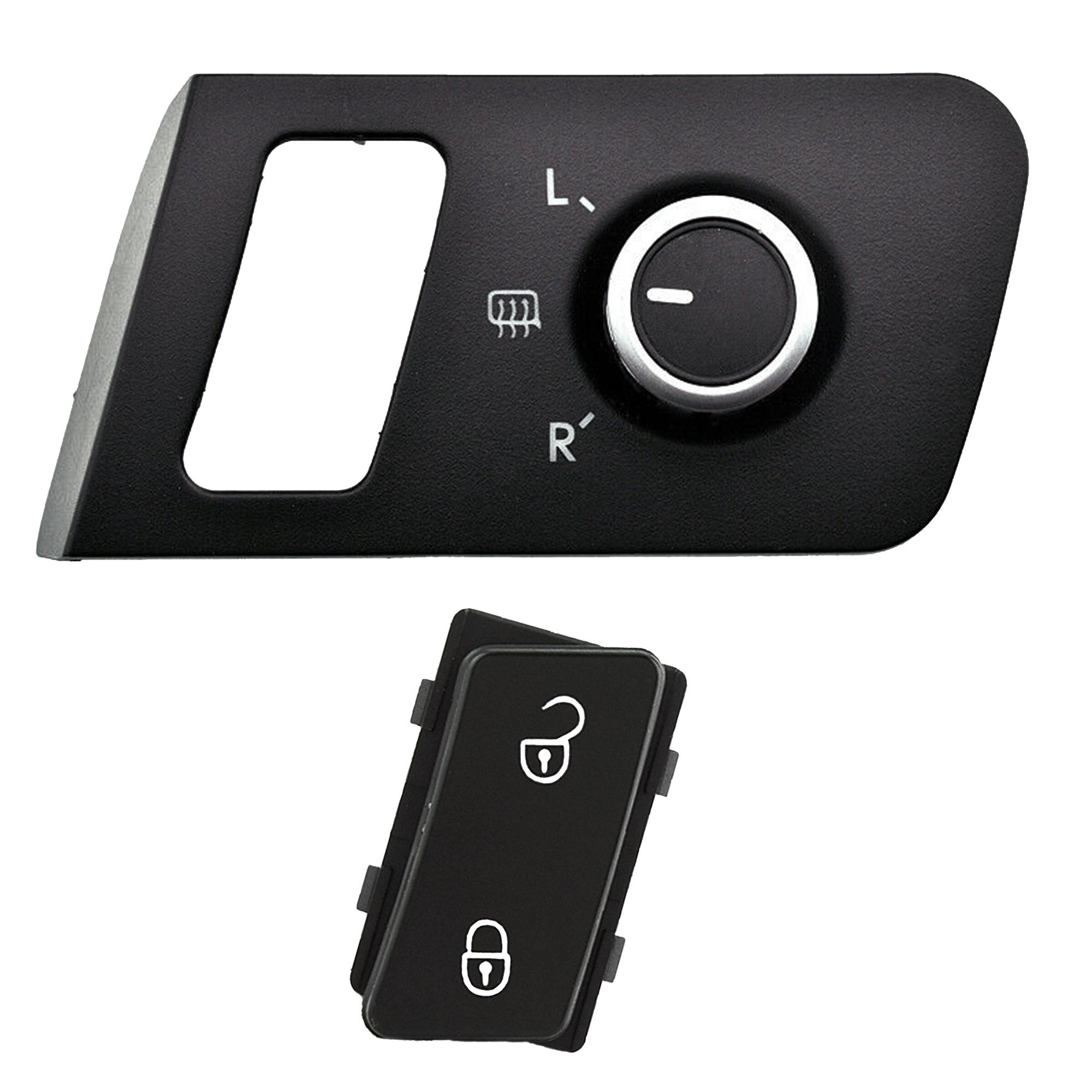 Bouton de rétroviseur noir chrome + bouton de centralisation des portes pour VW PARTSLINE KC02324