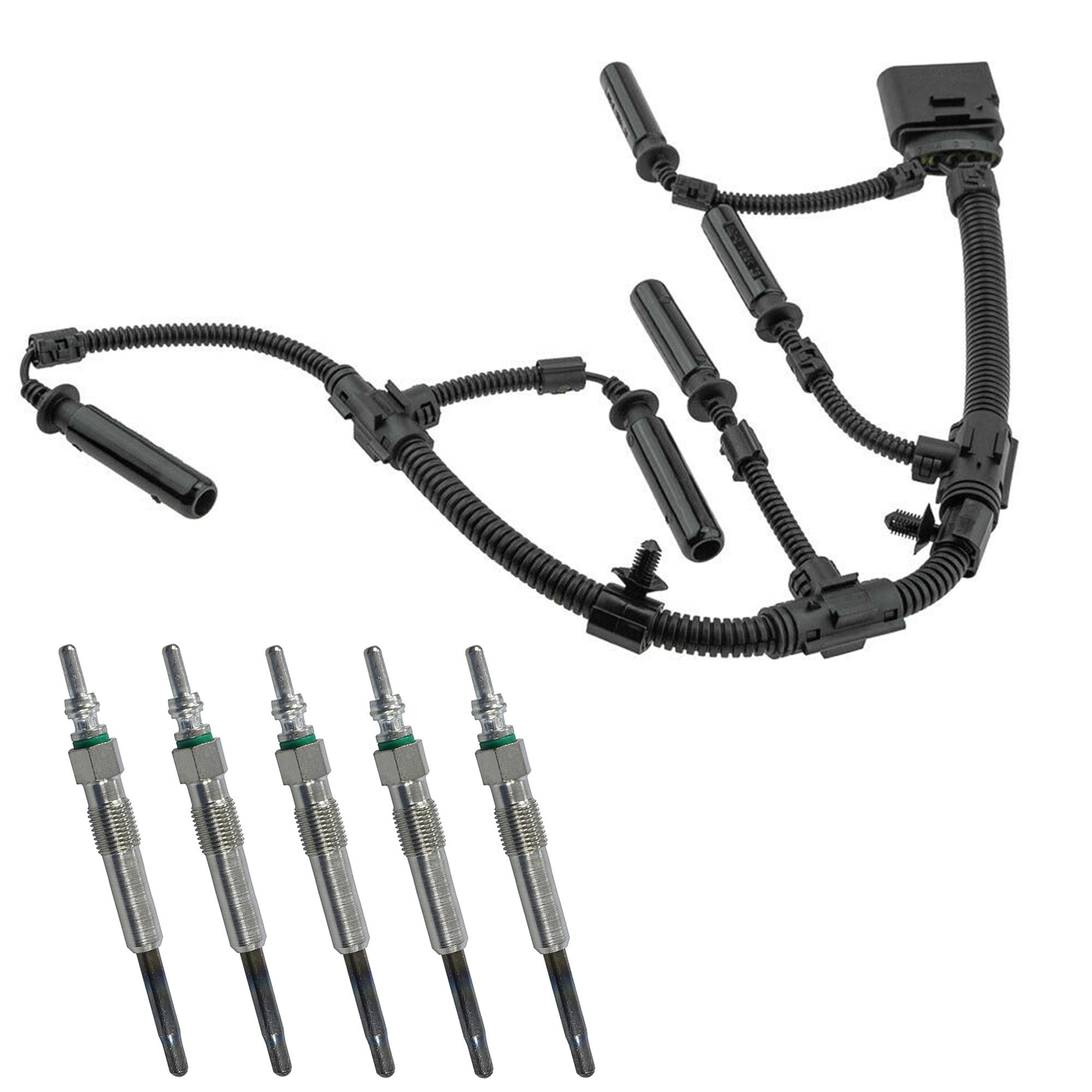 Faisceau de câblage + (lot de 5) bougie de préchauffage pour VW Transporter 5 PARTSLINE KC02346