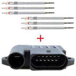 Relai, boîtier de préchauffage + lot de 6 bougies pour Jeep 3,0 CRD, Mercedes Cdi PARTSLINE KC02366