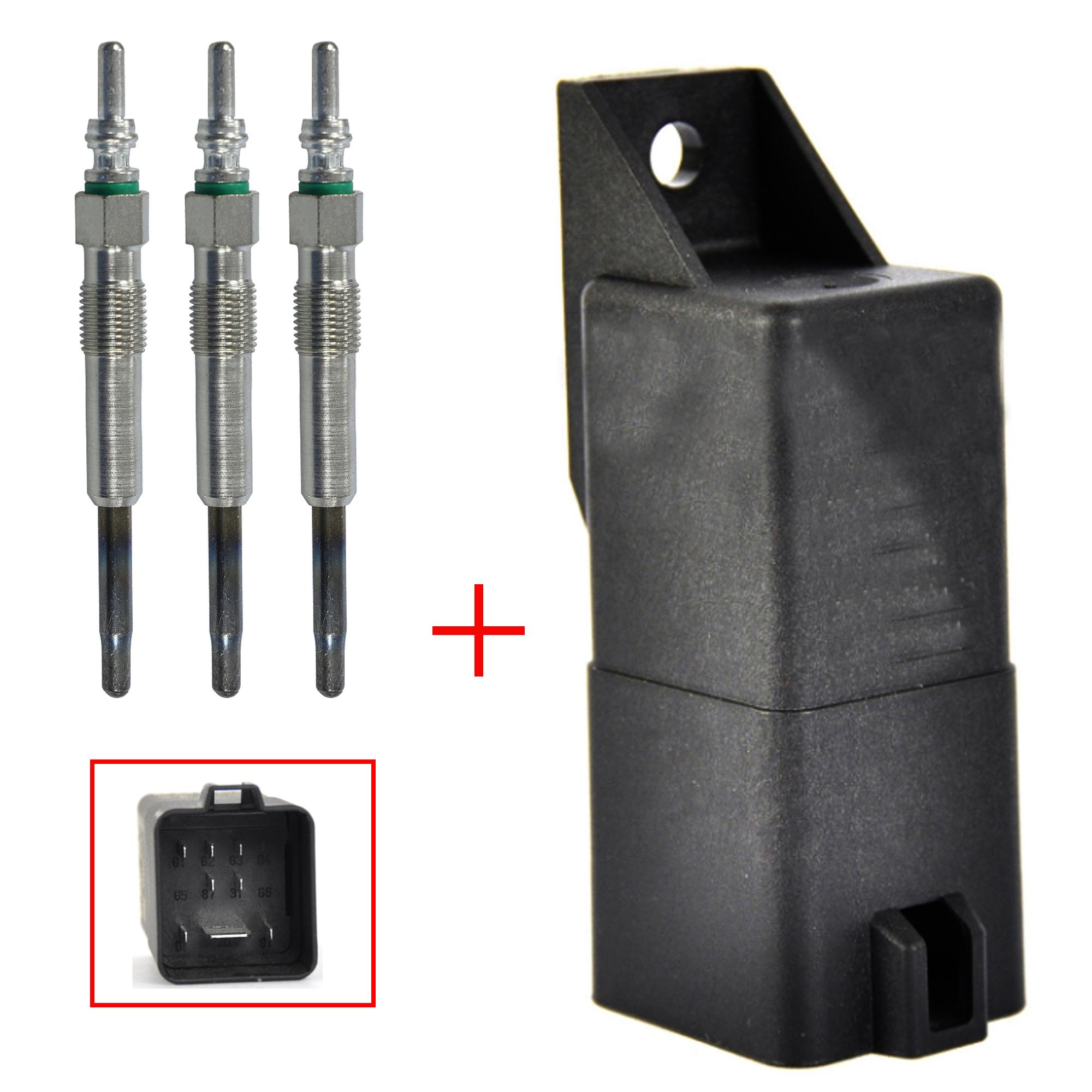 Relai, boîtier de préchauffage + lot de 3 bougies pour Ibiza, Fabia, Polo 1,4 Tdi PARTSLINE KC02368