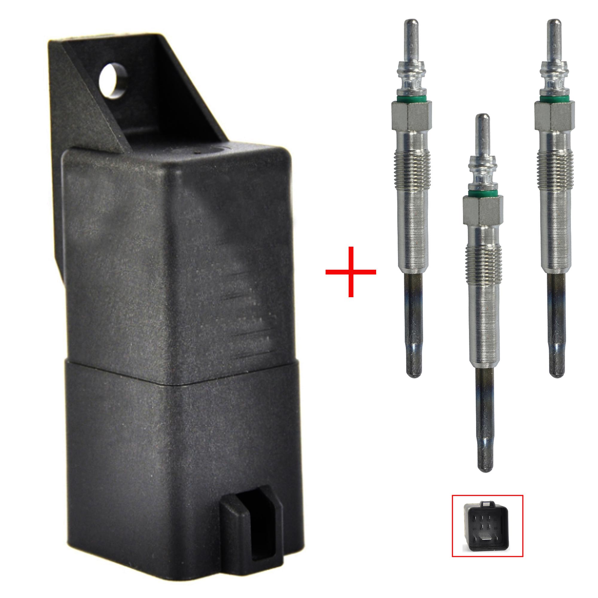 Relai, boîtier de préchauffage + lot de 3 bougies pour Ibiza, Fabia, Polo 1,4 Tdi PARTSLINE KC02368
