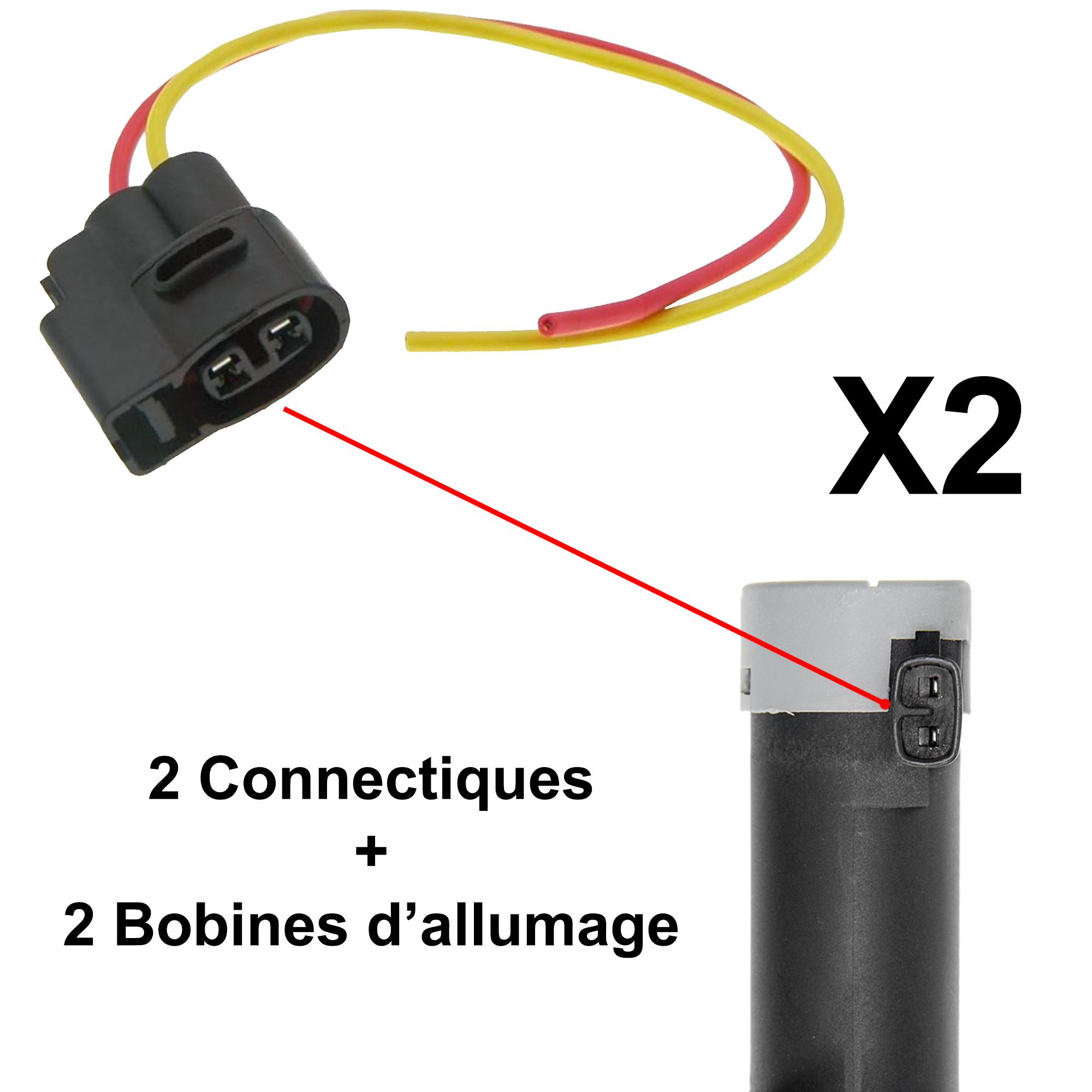 (Lot de 2) Bobine d'allumage avec kit réparation faisceau électrique PARTSLINE KC02459