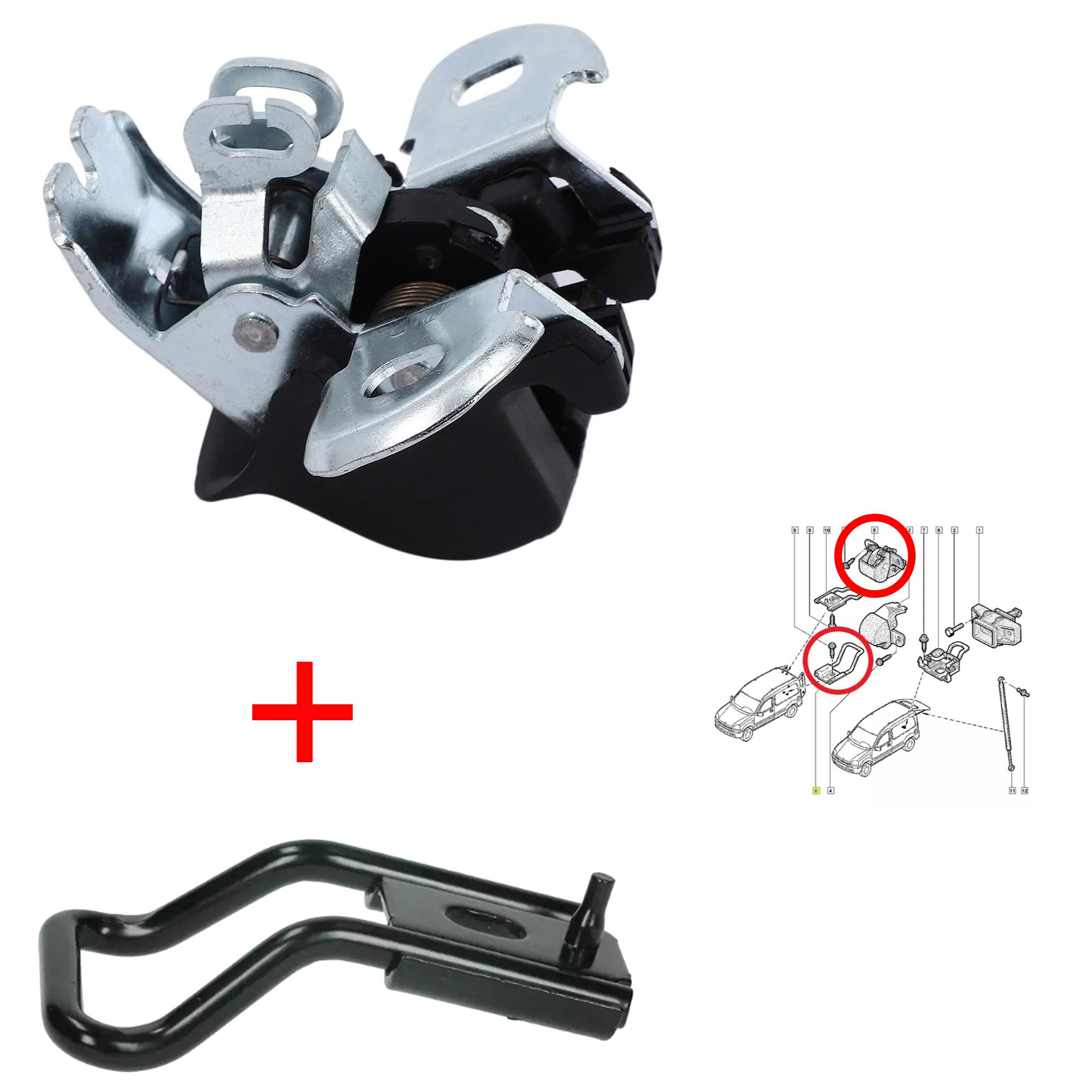 Serrure de coffre avec butee pour Renault Kangoo avec portes battantes arrieres PARTSLINE KC02496