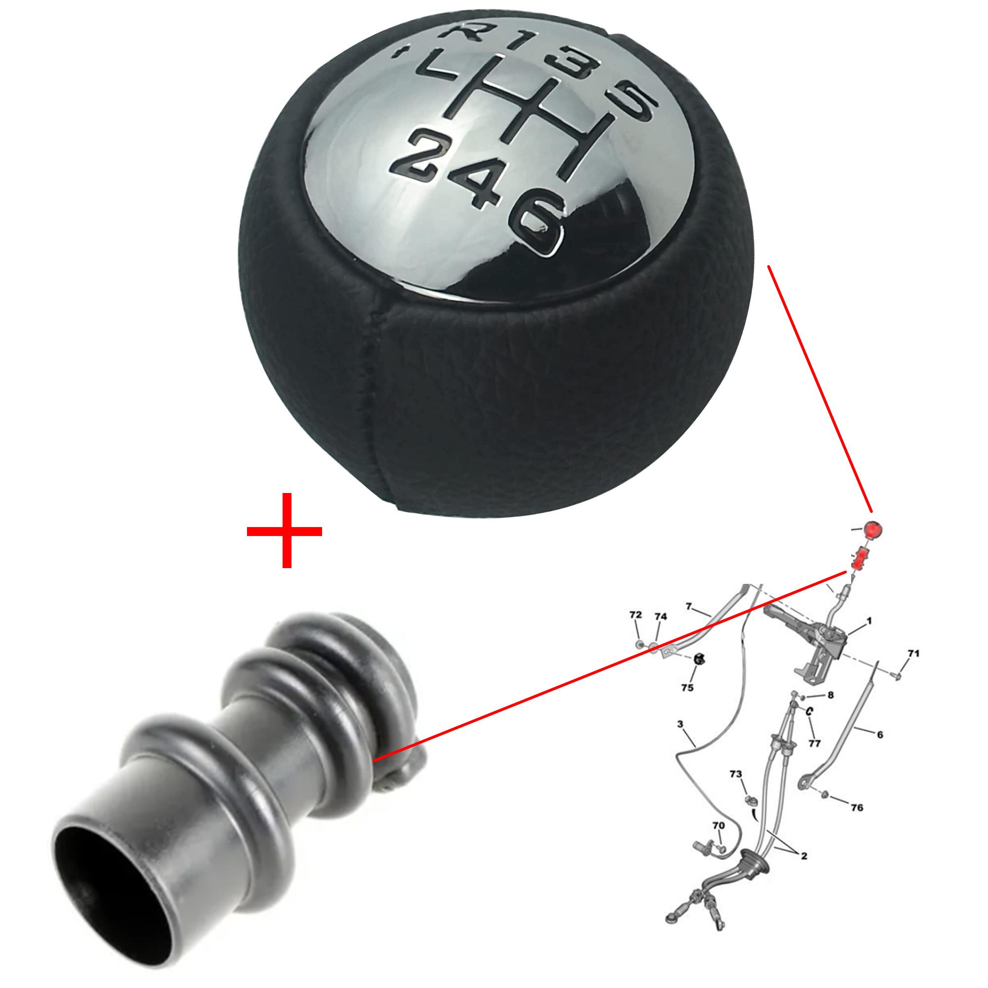 Pommeau levier de vitesse avec bague pour Peugeot Citroën Fiat PARTSLINE KC02507