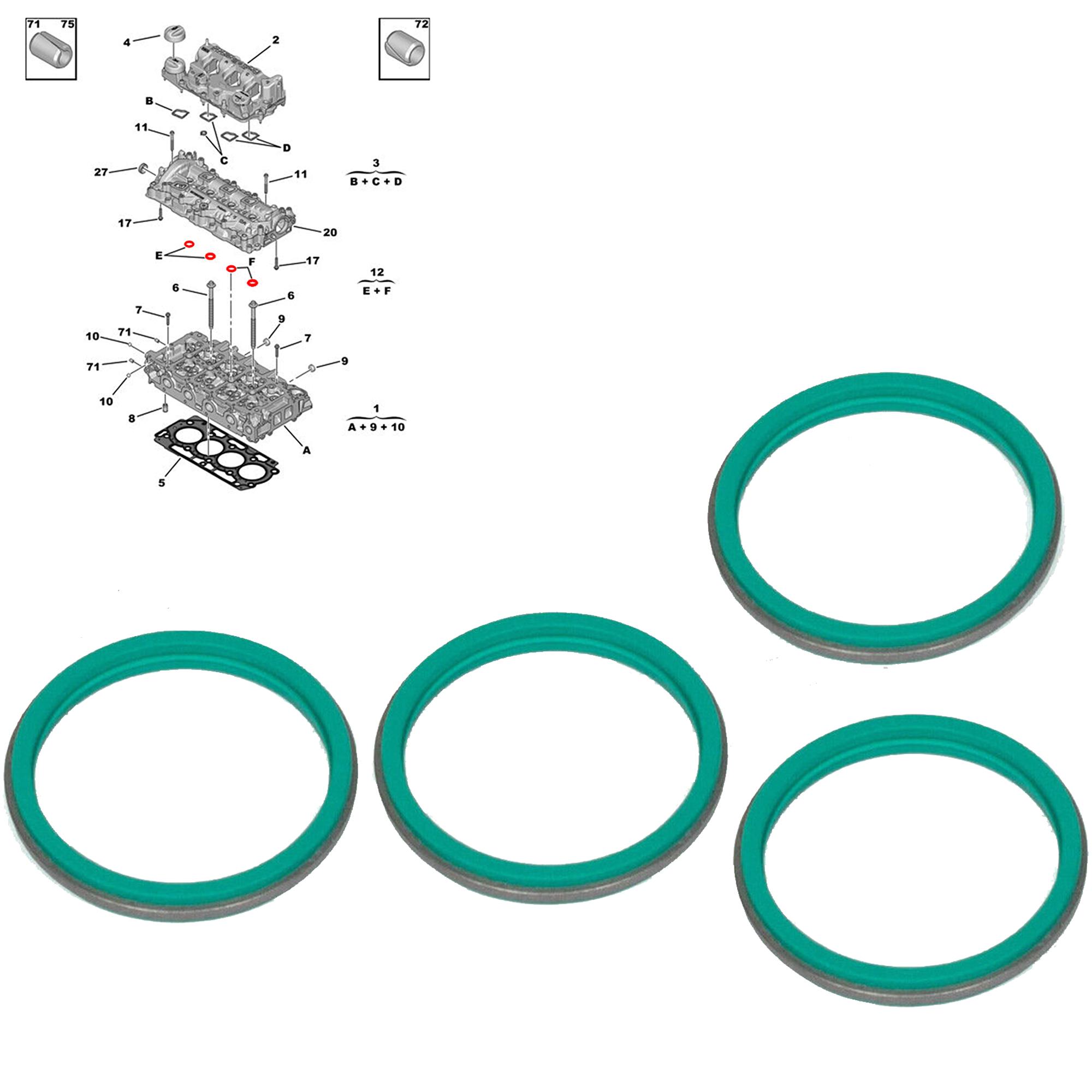 4 Joint injecteur moteur 1.5 BlueHDi EcoBlue Multijet pour 208 308 C3 C4 C5 PARTSLINE KC02623