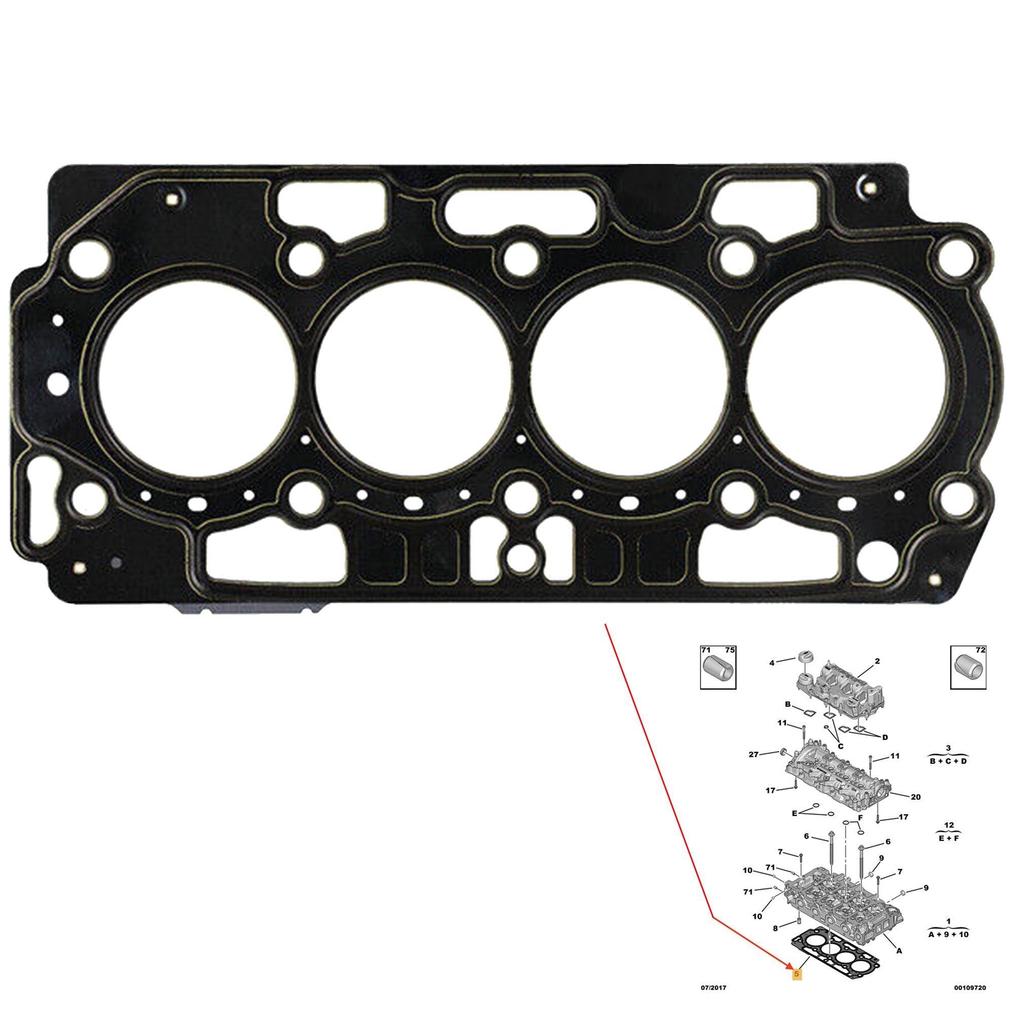 Kit joint culasse vis pour 1.5 BlueHDi EcoBlue D4D Turbo D PARTSLINE KC02624