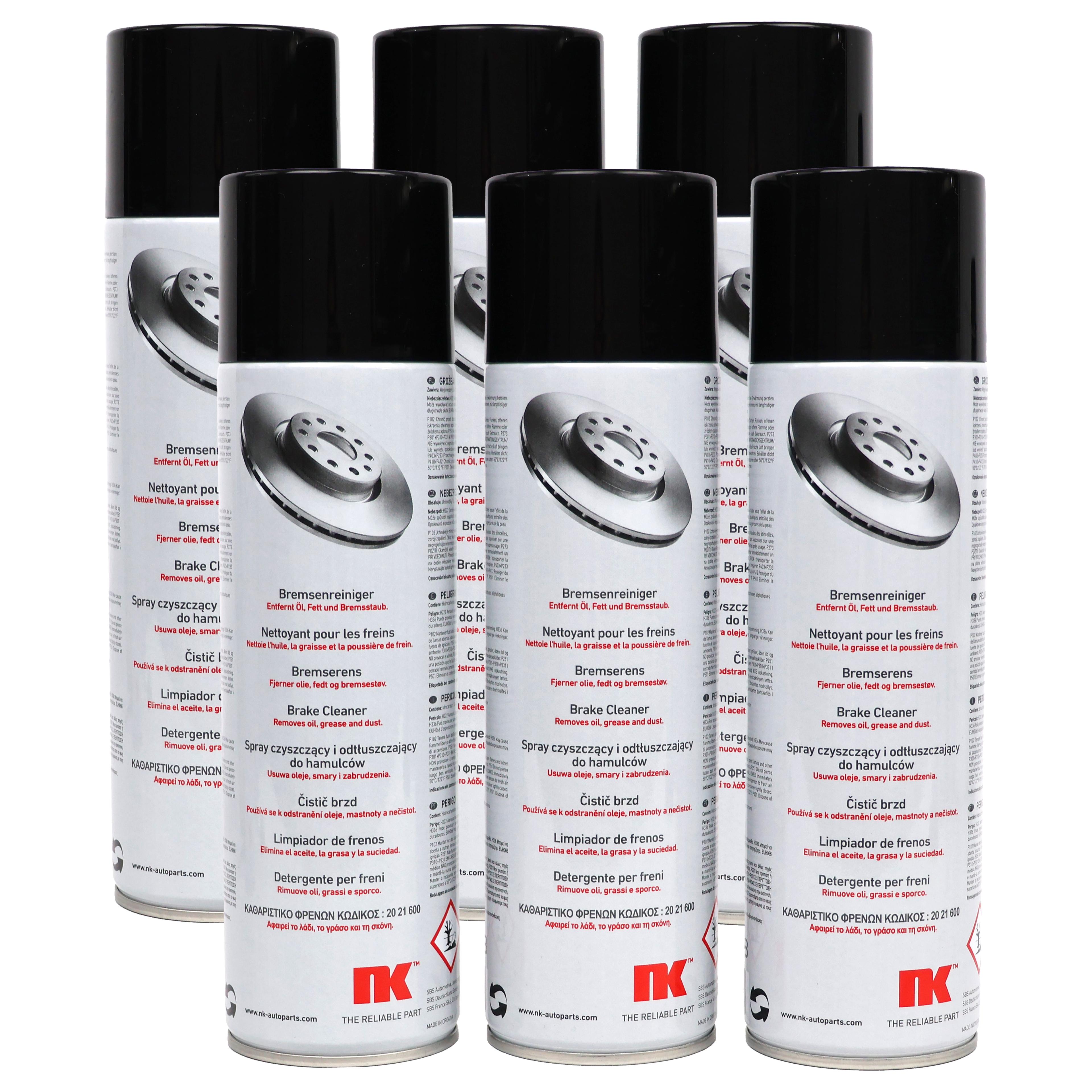 Lot de 6 Nettoyant Frein, dégraissant puissant, aérosol 500ml - NK 2021600
