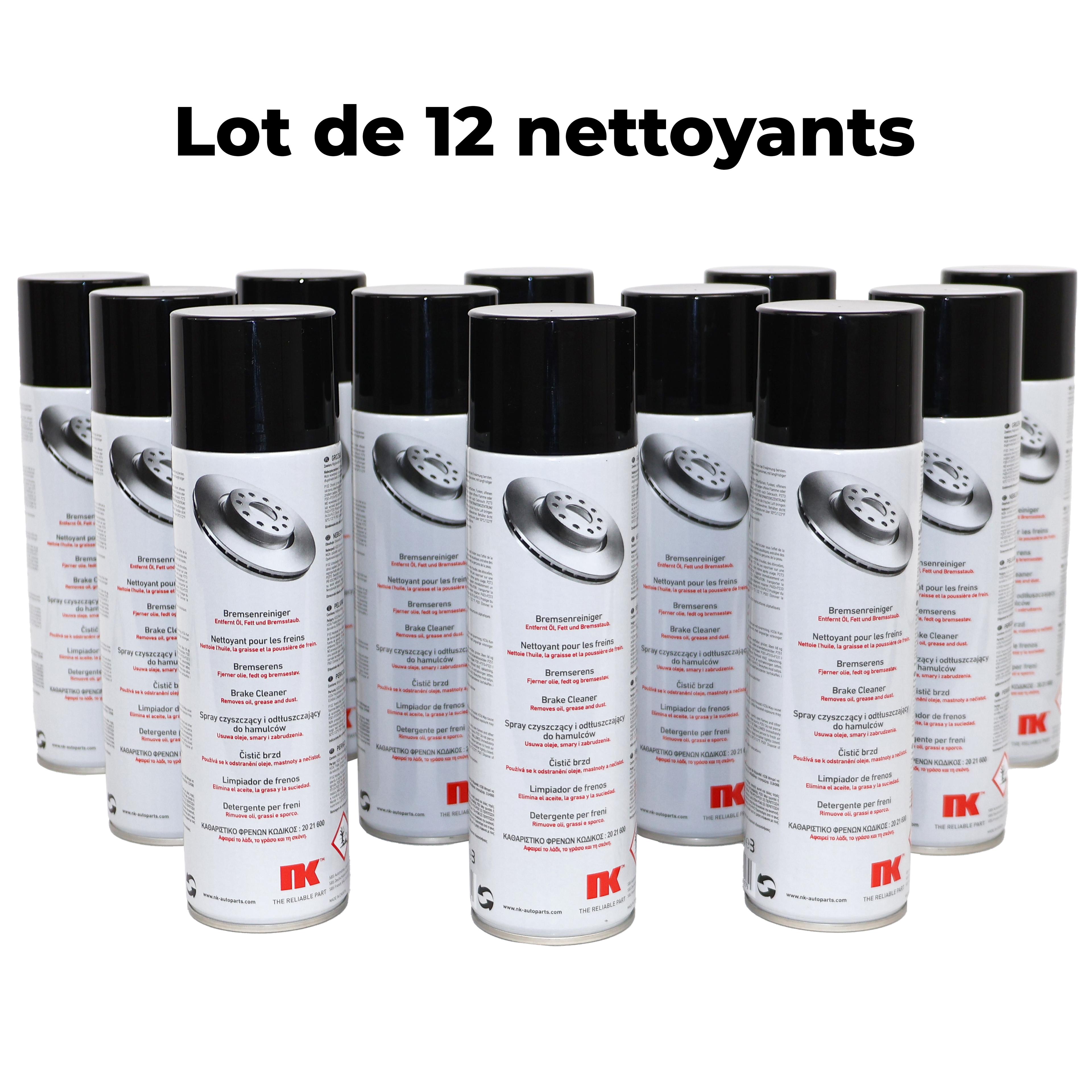 Lot de 12 Nettoyant Frein, dégraissant puissant, aérosol 500ml - NK 2021600