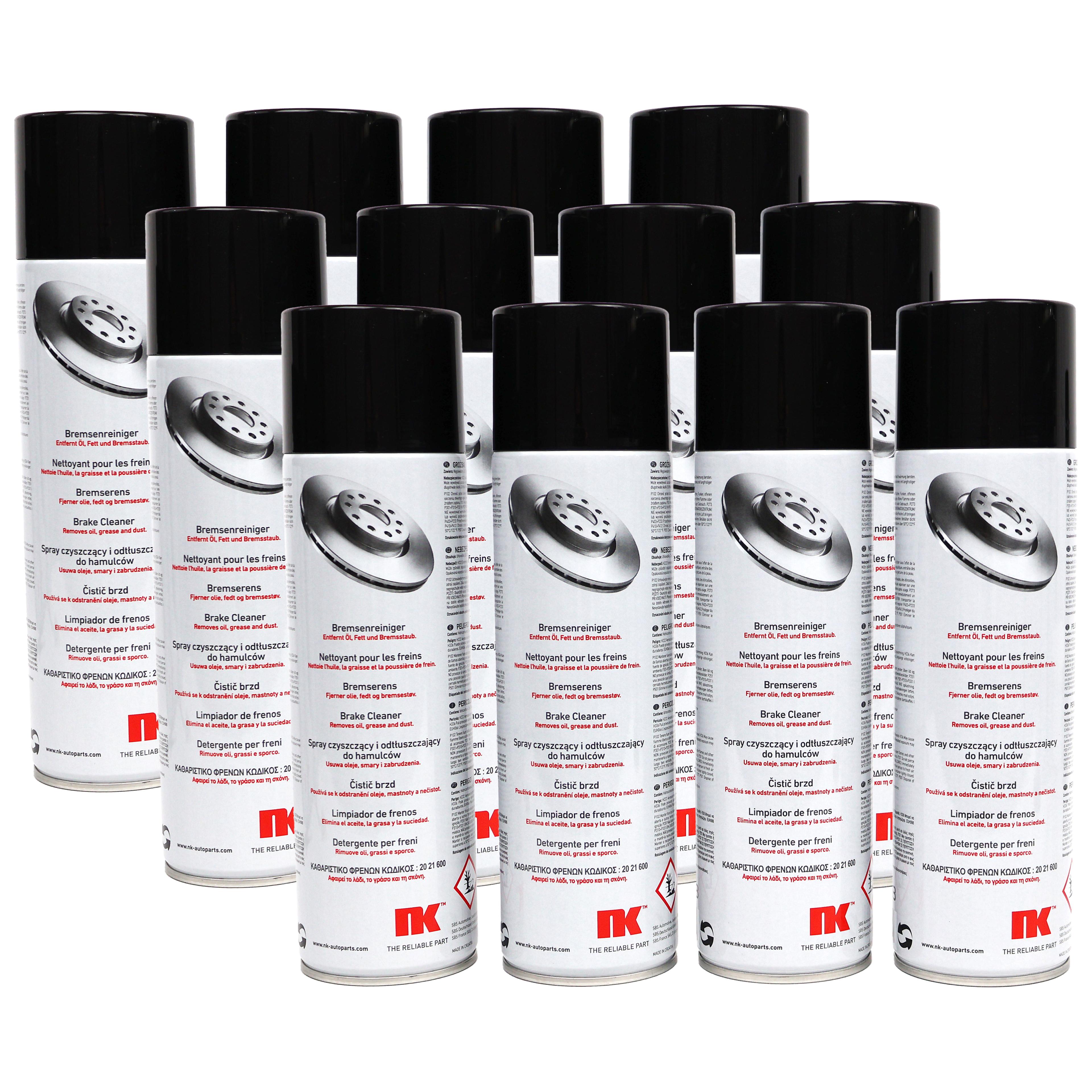 Lot de 12 Nettoyant Frein, dégraissant puissant, aérosol 500ml - NK 2021600