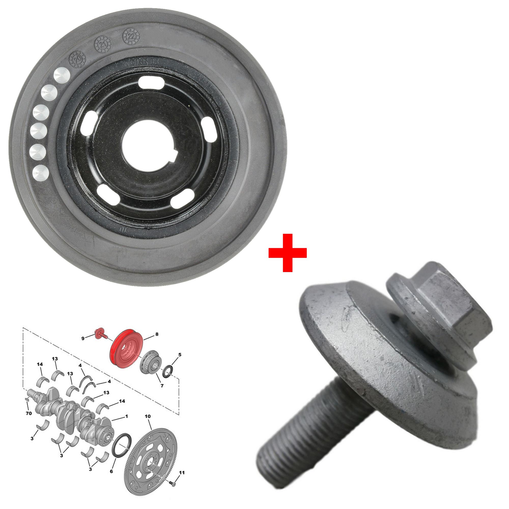 Poulie vilebrequin avec vis pour 1.5 BlueHDi CDTi D4D Multijet Turbo D PARTSLINE KC02701