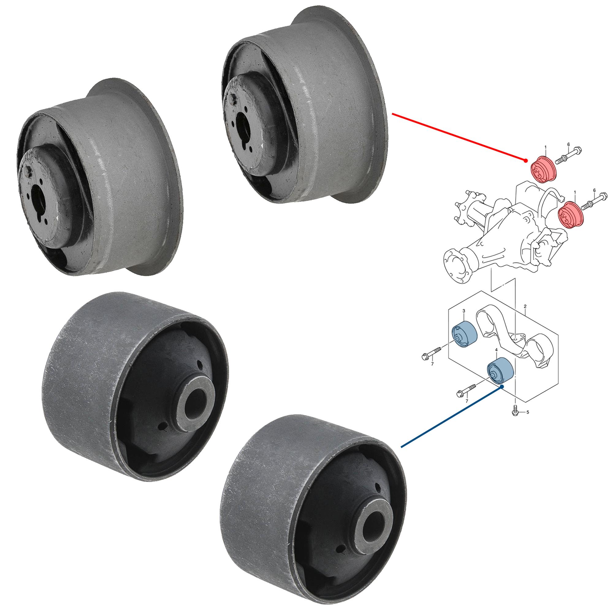 Kit Silentblocs réparation différentiel pour Suzuki Grand Vitara 2 1.6 2.0 2.4 PARTSLINE KC02716
