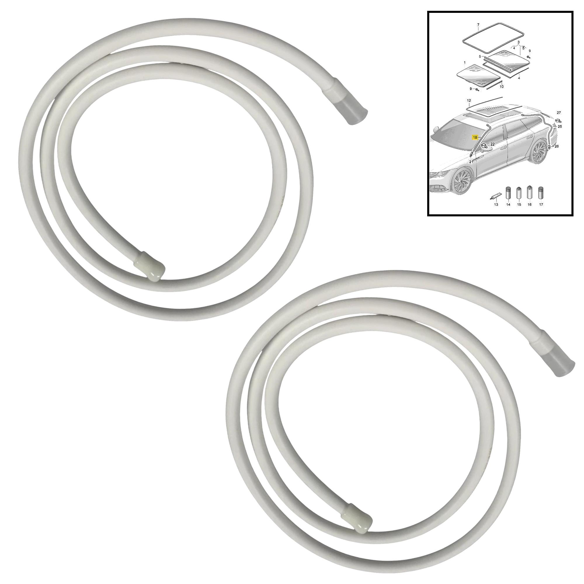 Lot 2 Tuyaux evacuation eau toit ouvrant pour VW Golf Passat Tiguan PARTSLINE KC02755