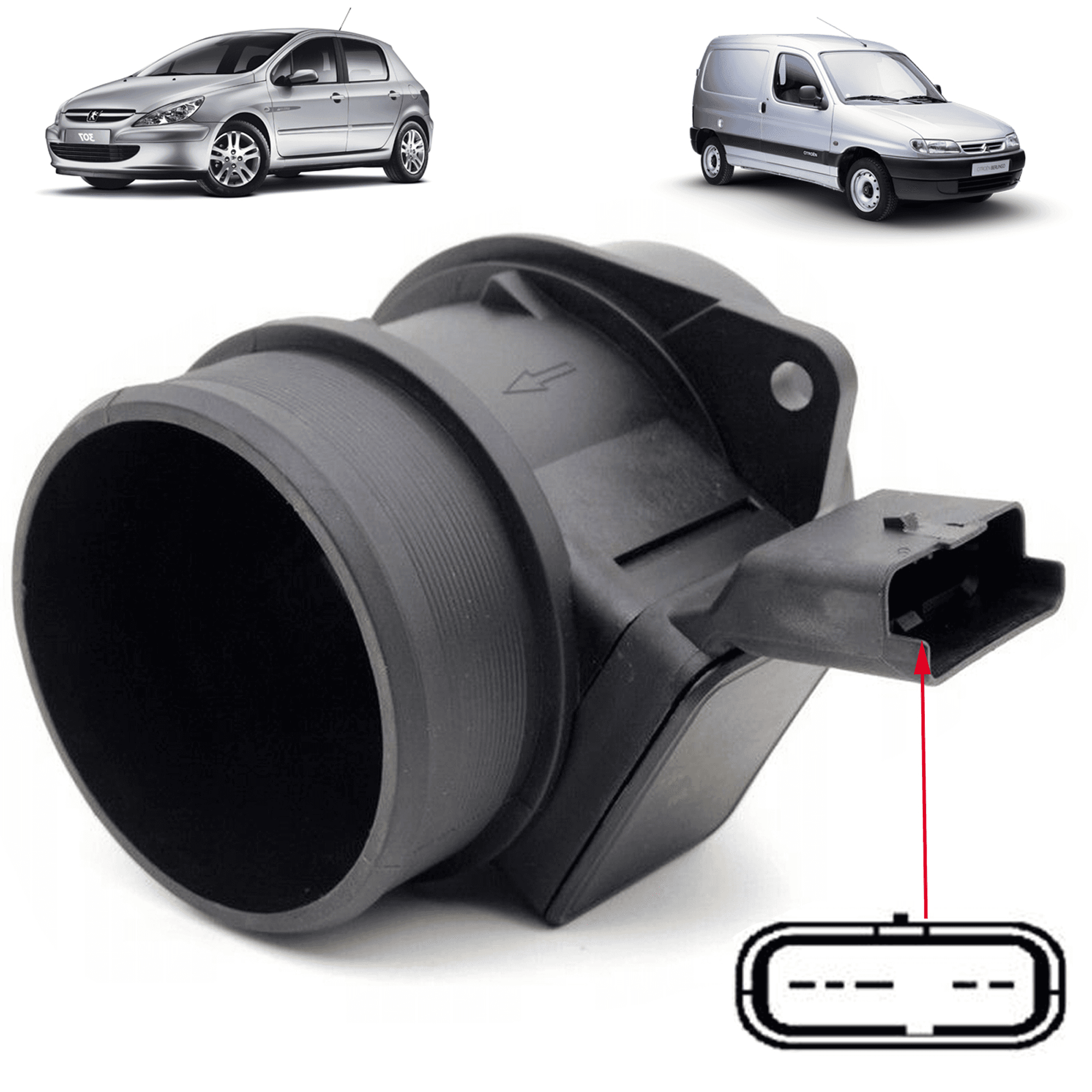 Débitmètre d'air pour moteur 2.0 HDi, 2.0 JTD, 1.9d Td Citroën, Peugeot, Fiat PARTSLINE SC14803