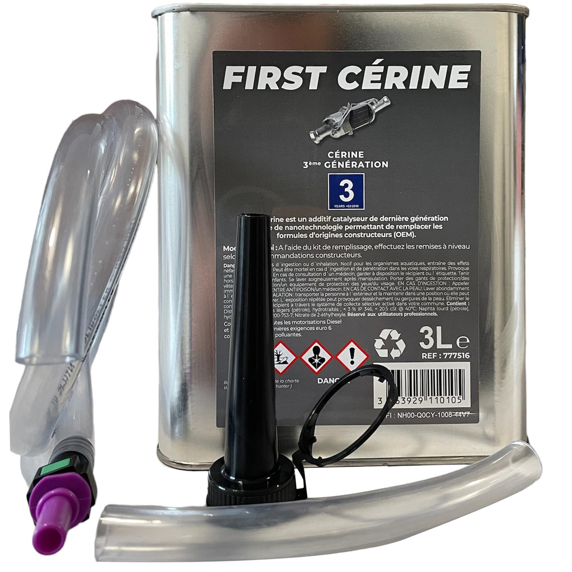 Bidon de 3 litres d'additif FAP Cerine BLEU Diesel HDI + kit de remplissage PARTSLINE SC19638