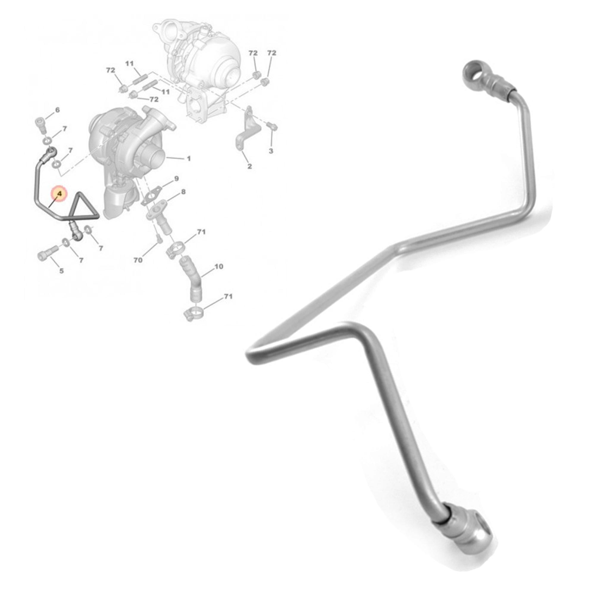 Tuyau de graissage huile pour turbo 1.6 HDI, TDCi 110 ch DV6 1.6d PARTSLINE SC29829