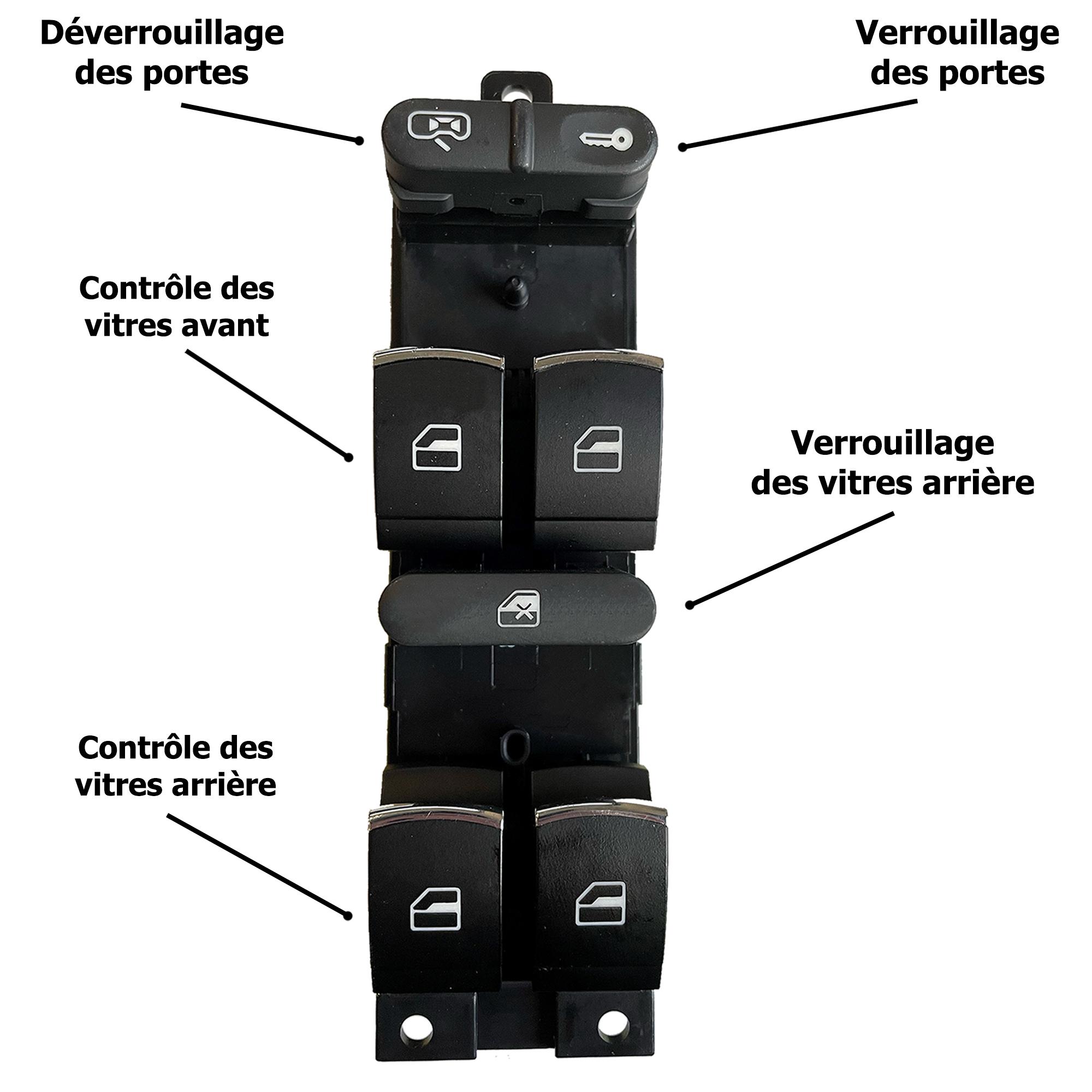 Bouton de lève-vitre avant gauche pour Seat Leon Toledo, VW Bora Golf 4 Passat PARTSLINE SC32652