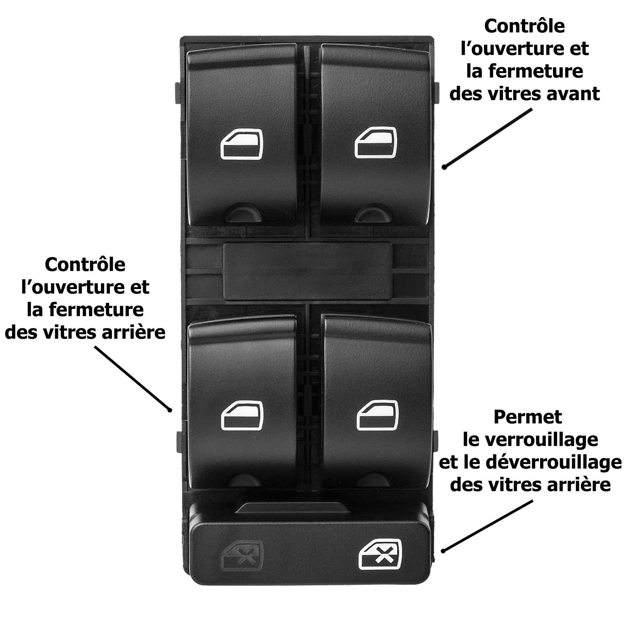 Bouton de lève-vitre avant gauche pour Audi A4 et Seat Exeo (2000-2013) PARTSLINE SC32808