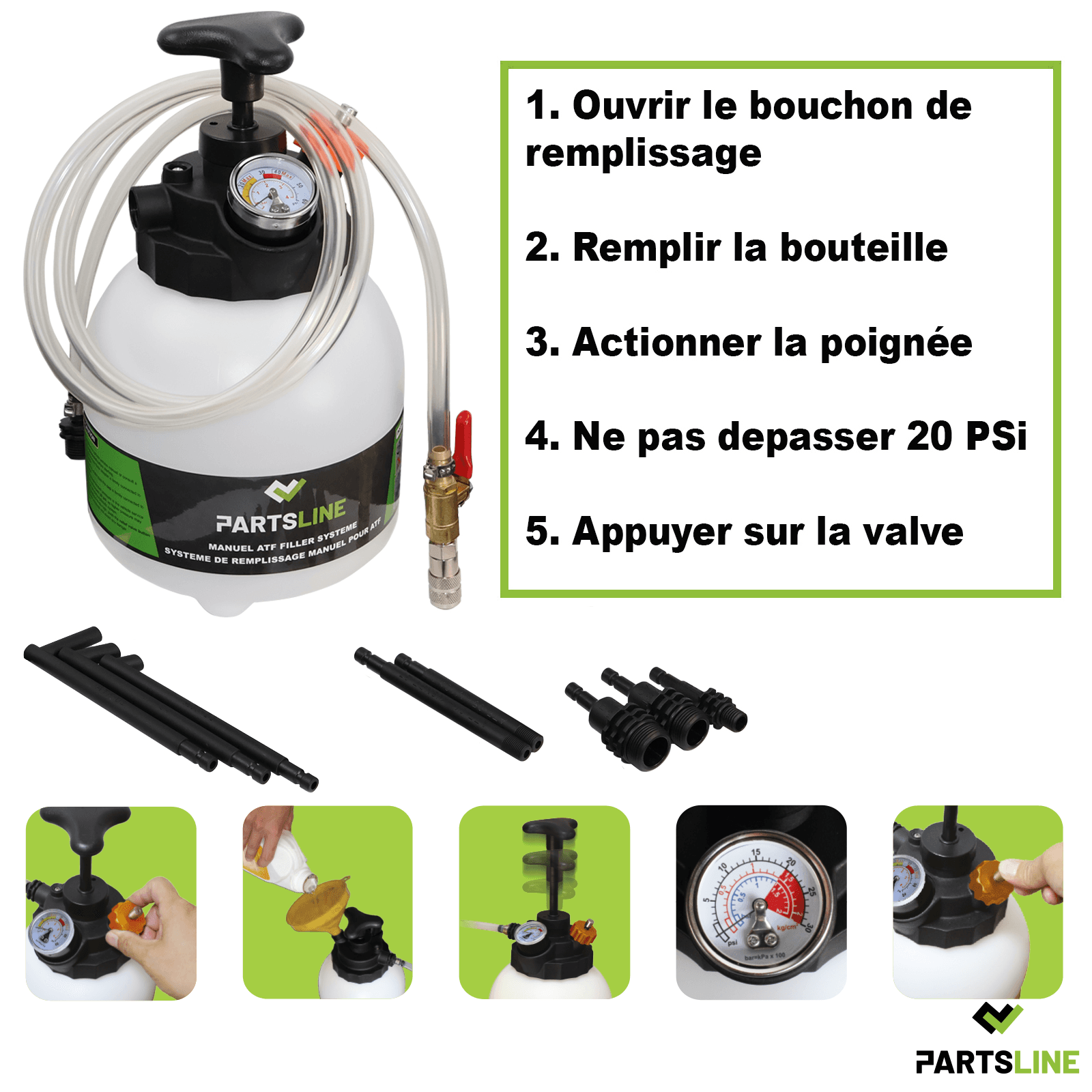 Appareil, Pompe de remplissage d'huile de boîte de vitesse PARTSLINE SC56400