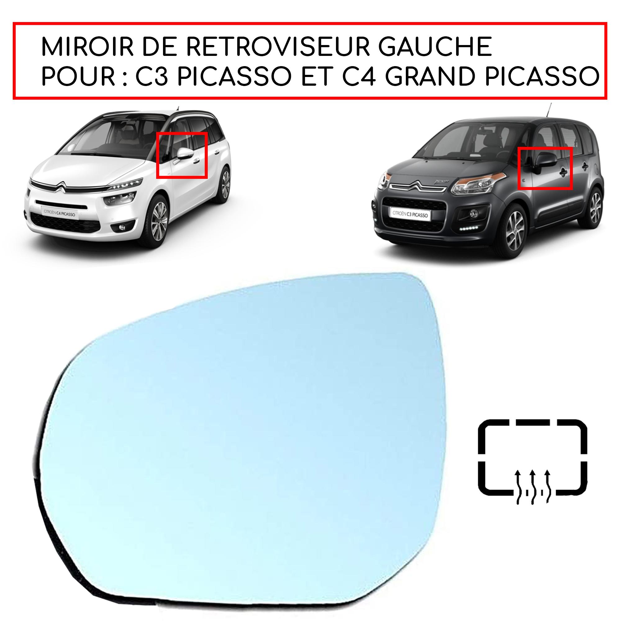 Glace de rétroviseur, miroir bleu dégivrant avant gauche pour 3008, 5008, C3, C4 PARTSLINE SC57556