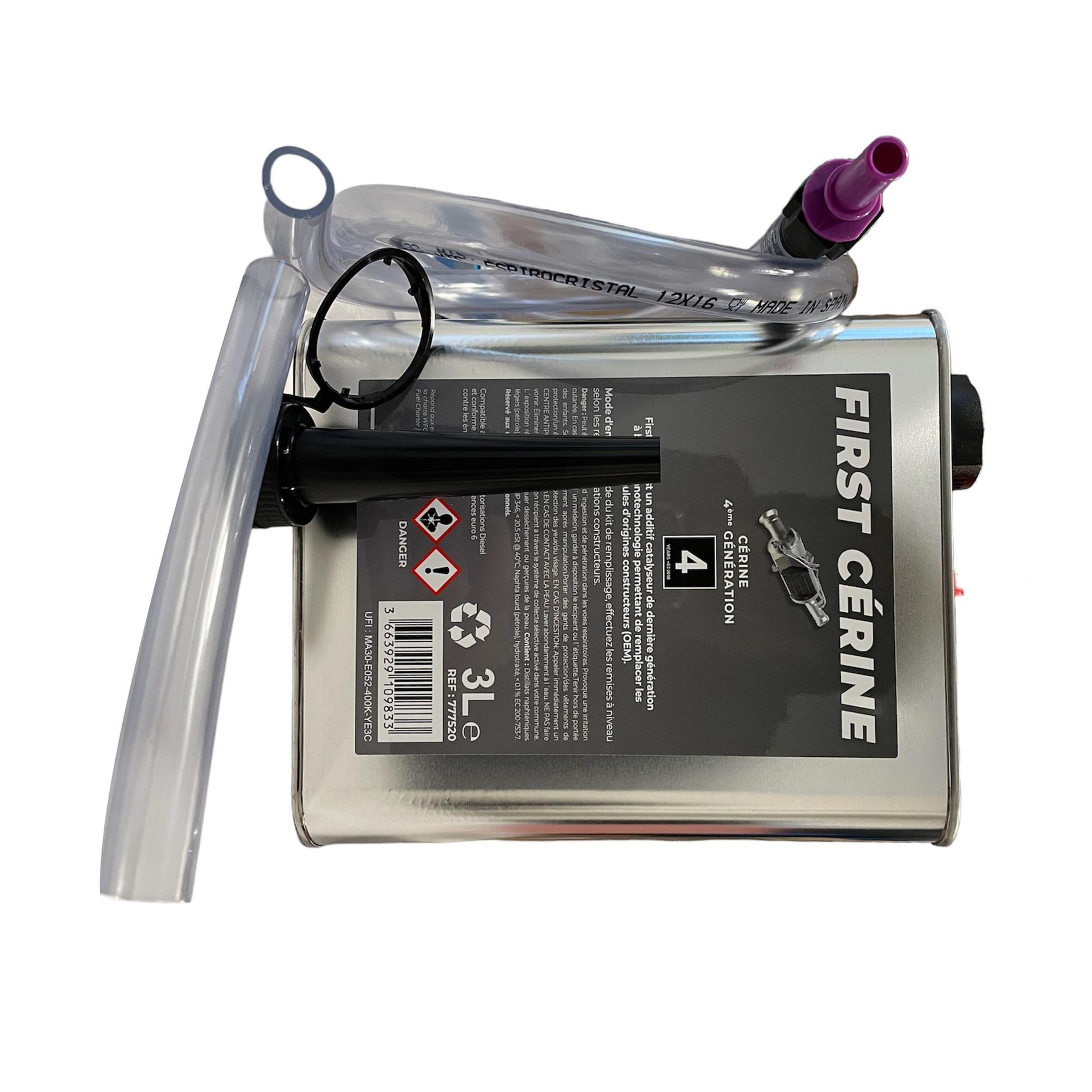 Bidon de 3 litres d'additif FAP Cerine NOIR Diesel HDI + kit de remplissage PARTSLINE SC57575