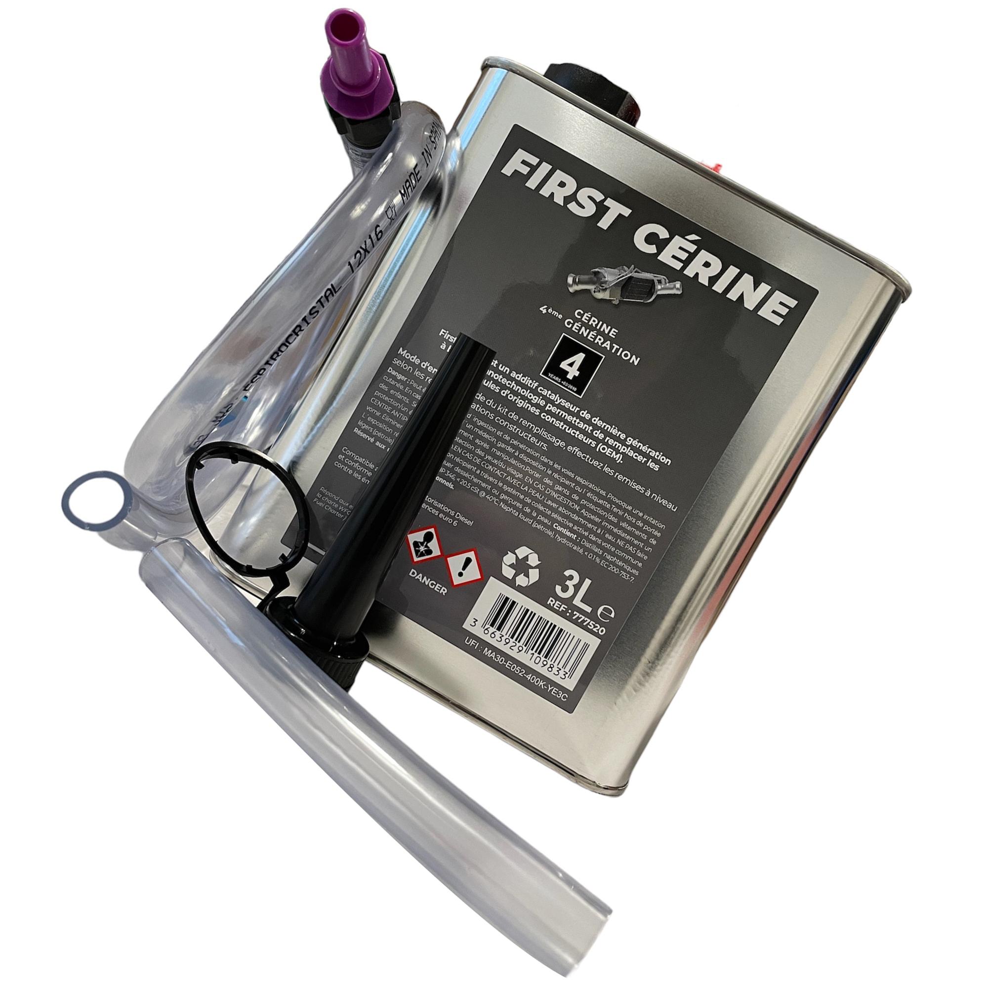 Bidon de 3 litres d'additif FAP Cerine NOIR Diesel HDI + kit de remplissage PARTSLINE SC57575