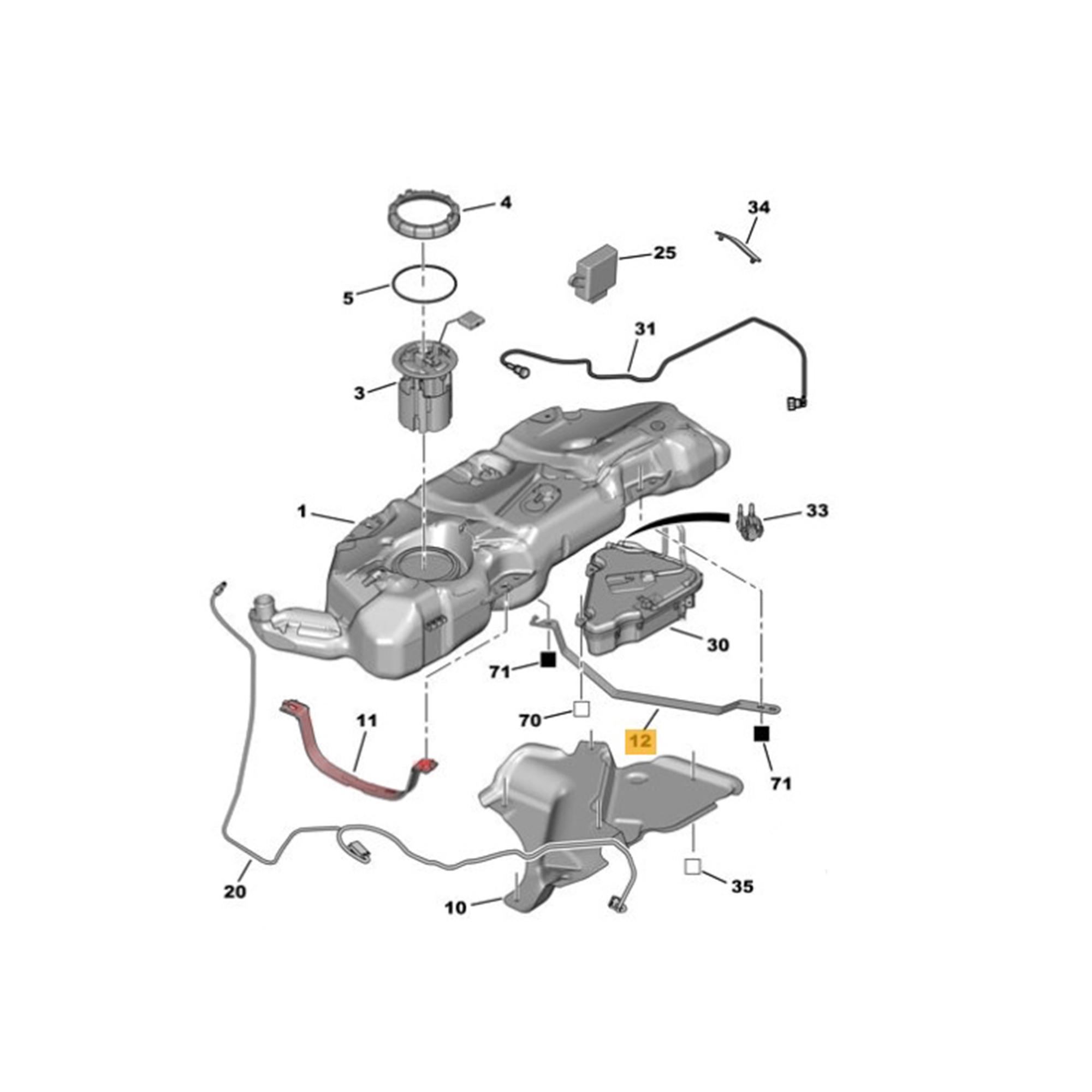 Sangle de réservoir de carburant pour Peugeot 206 (1998 à 2013) PARTSLINE SC59726