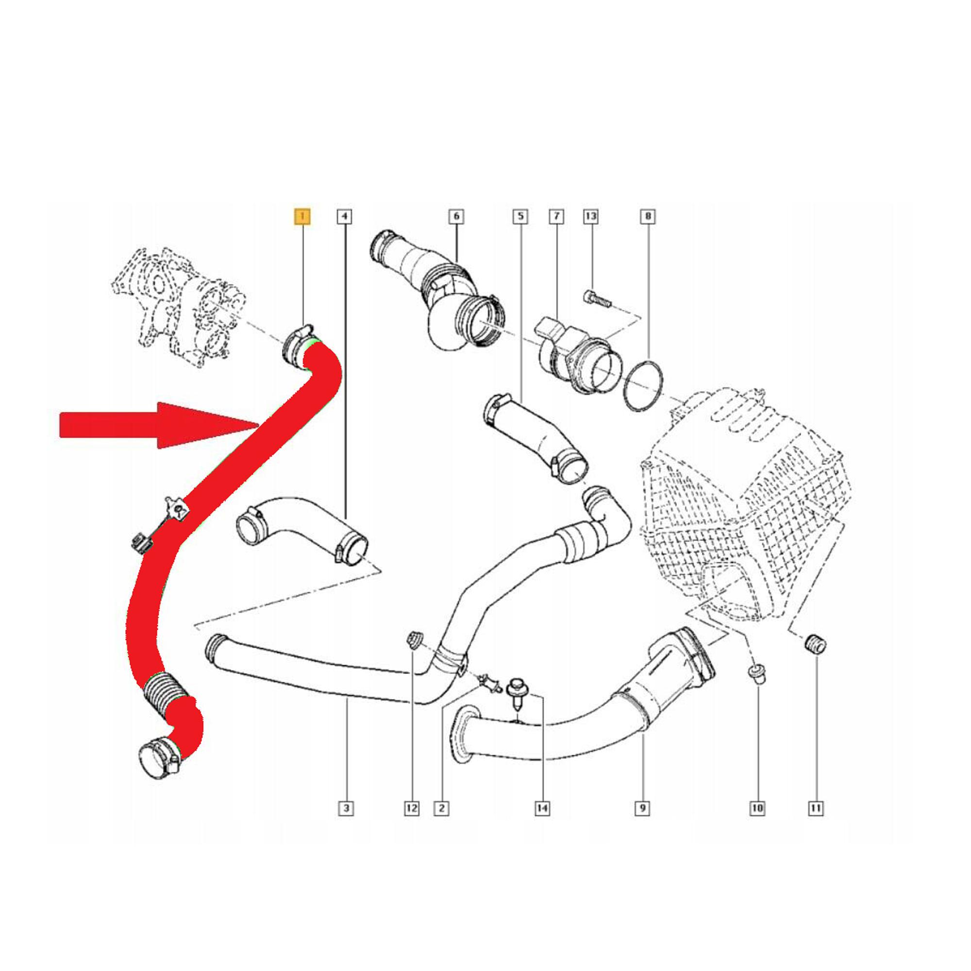Durite de turbo, gaine de suralimentation pour Renault Espace 4, Laguna 2 1.9 dCi PARTSLINE SC59733
