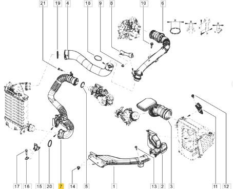 Durite turbocompresseur pour Nissan Qashqai Renault Kadjar 1.6 dCi PARTSLINE SC60102