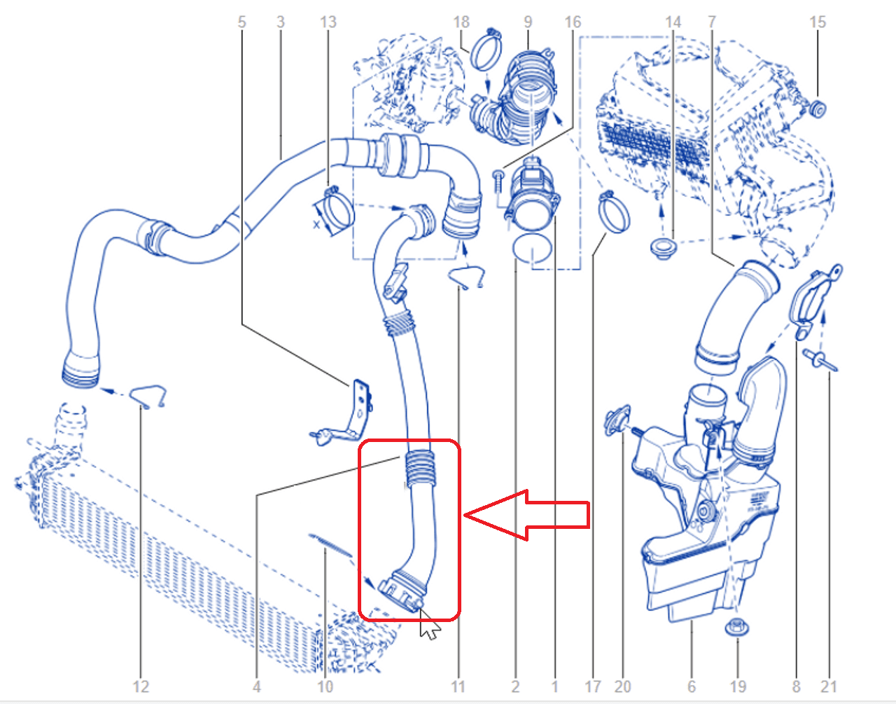 Durite d'intercooler, tuyau du radiateur de suralimentation pour Renault PARTSLINE SC60107