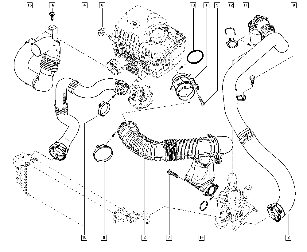 Durite de turbo, gaine suralimentation pour Master 3, NV400, Movano B 2,3 dCi Cdti PARTSLINE SC60128