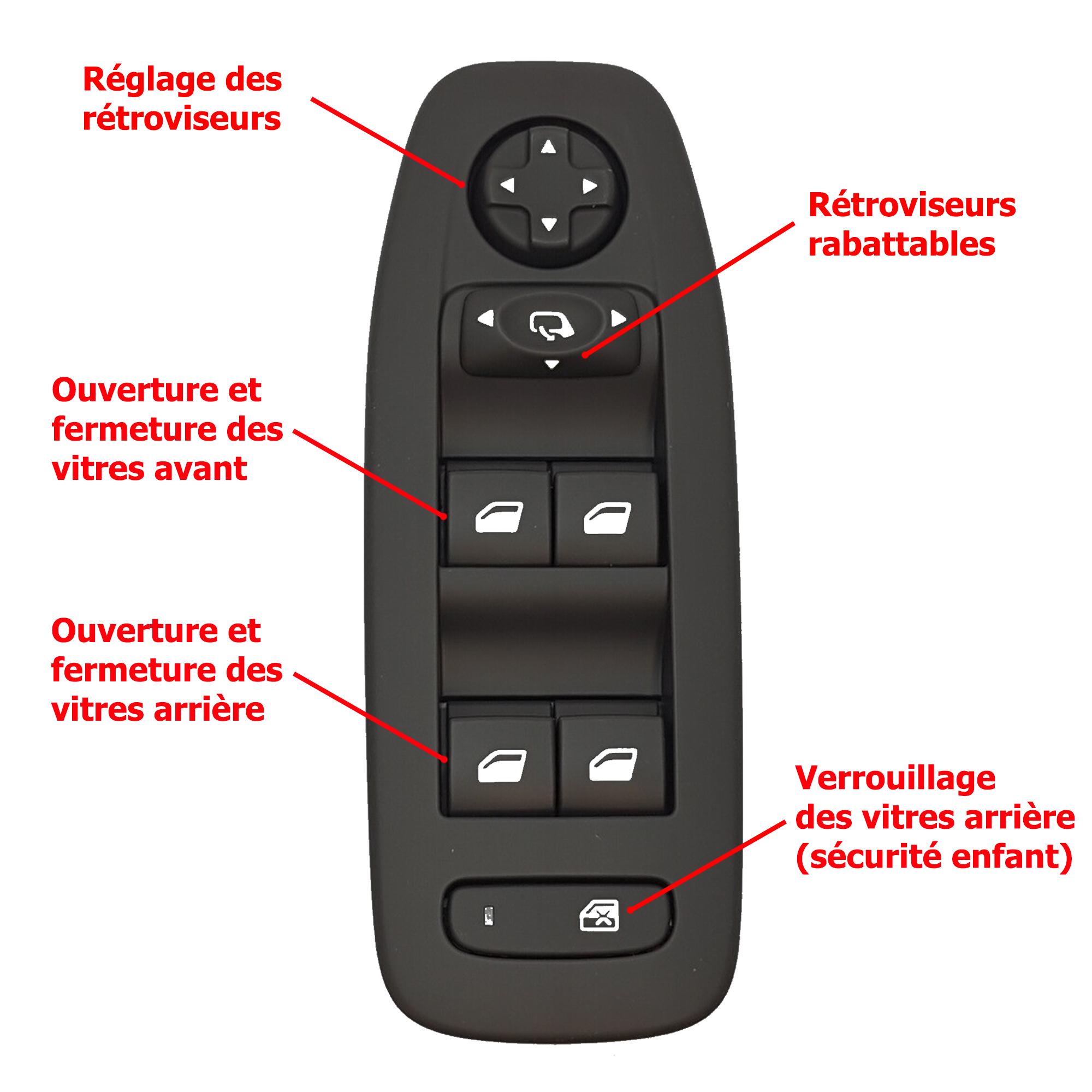 Bouton de lève-vitre Avant Gauche pour Peugeot 208, 2008 à partir de 2012 PARTSLINE SC60138