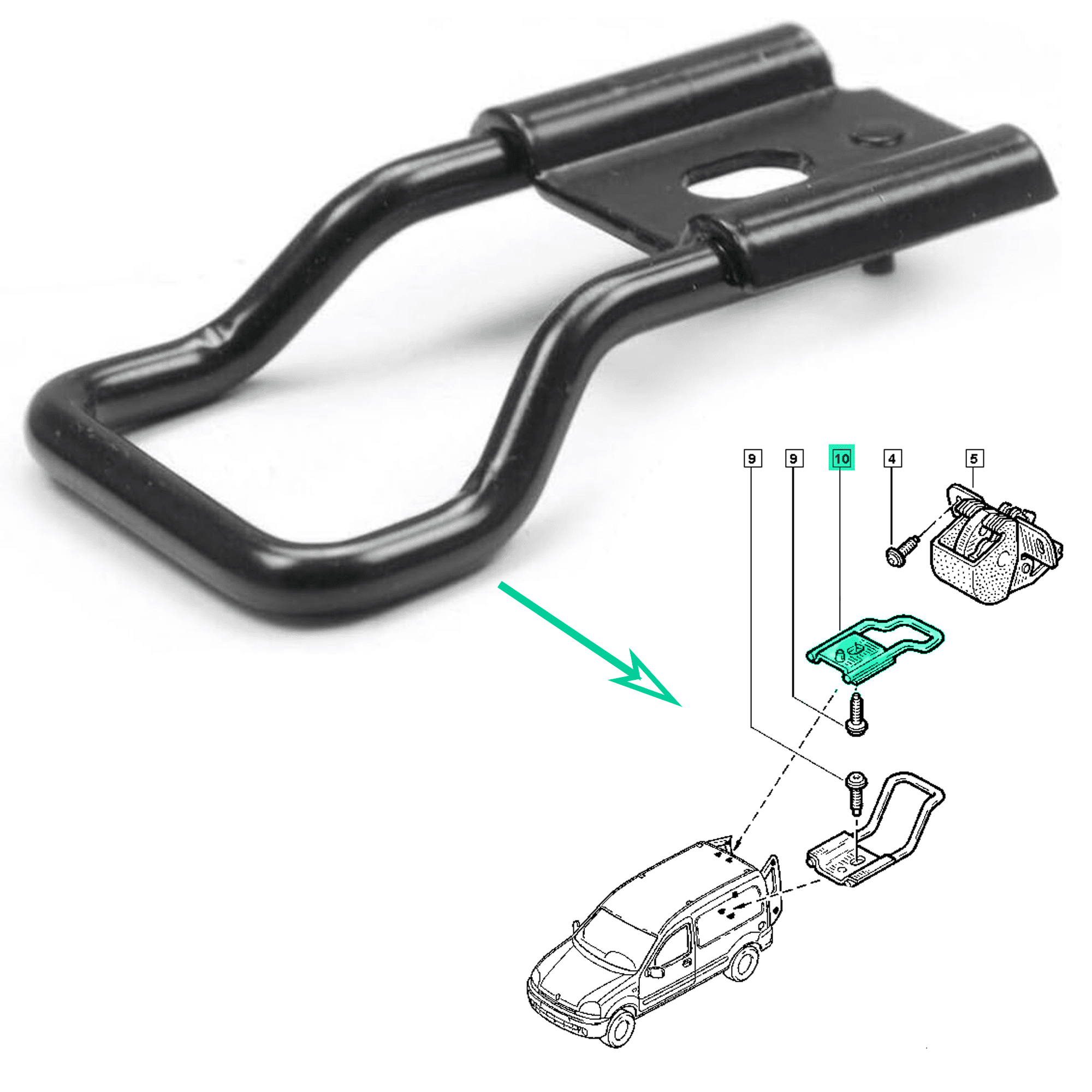 Verrou serrure porte battante arriere pour Renault Kangoo PARTSLINE SC60434