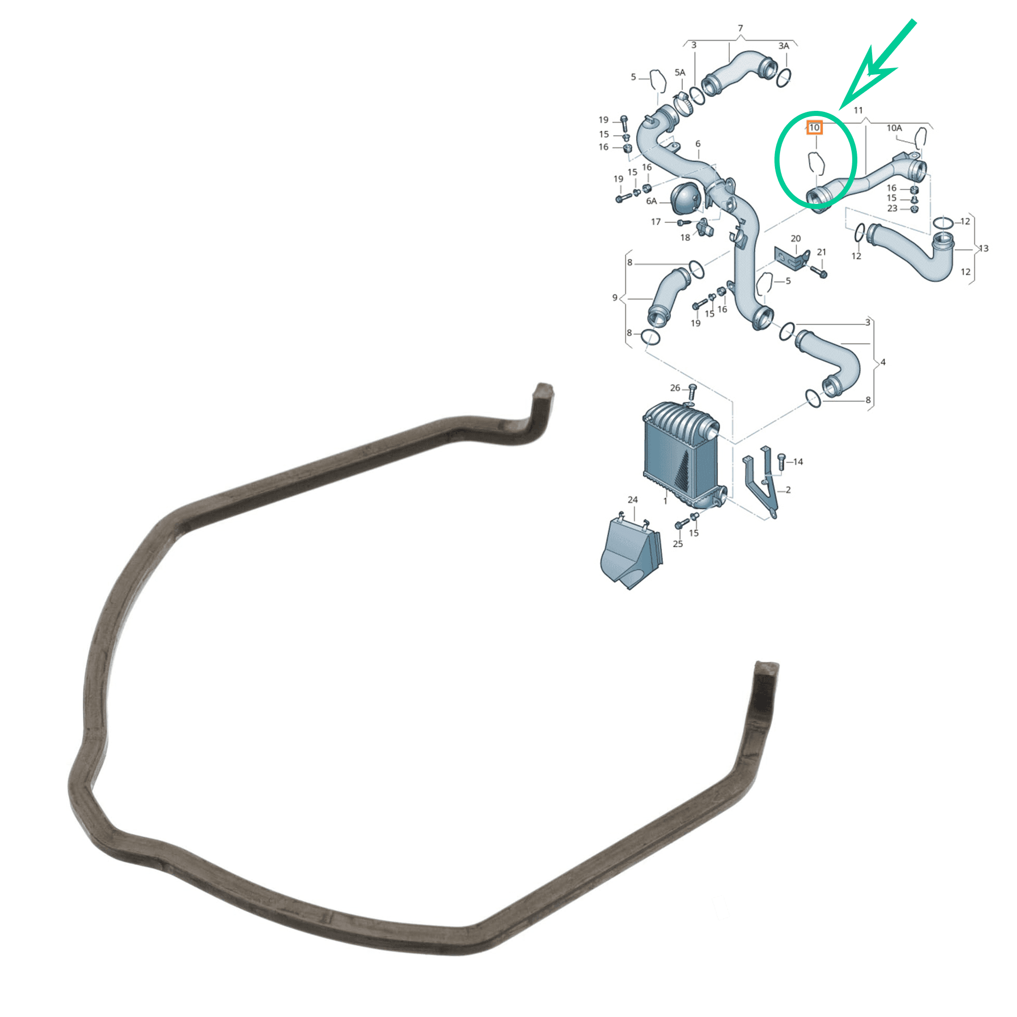 Bride fixation gaine suralimentation pour Audi Seat Skoda VW 1.4, 1.9, 2.0 TDi PARTSLINE SC60769