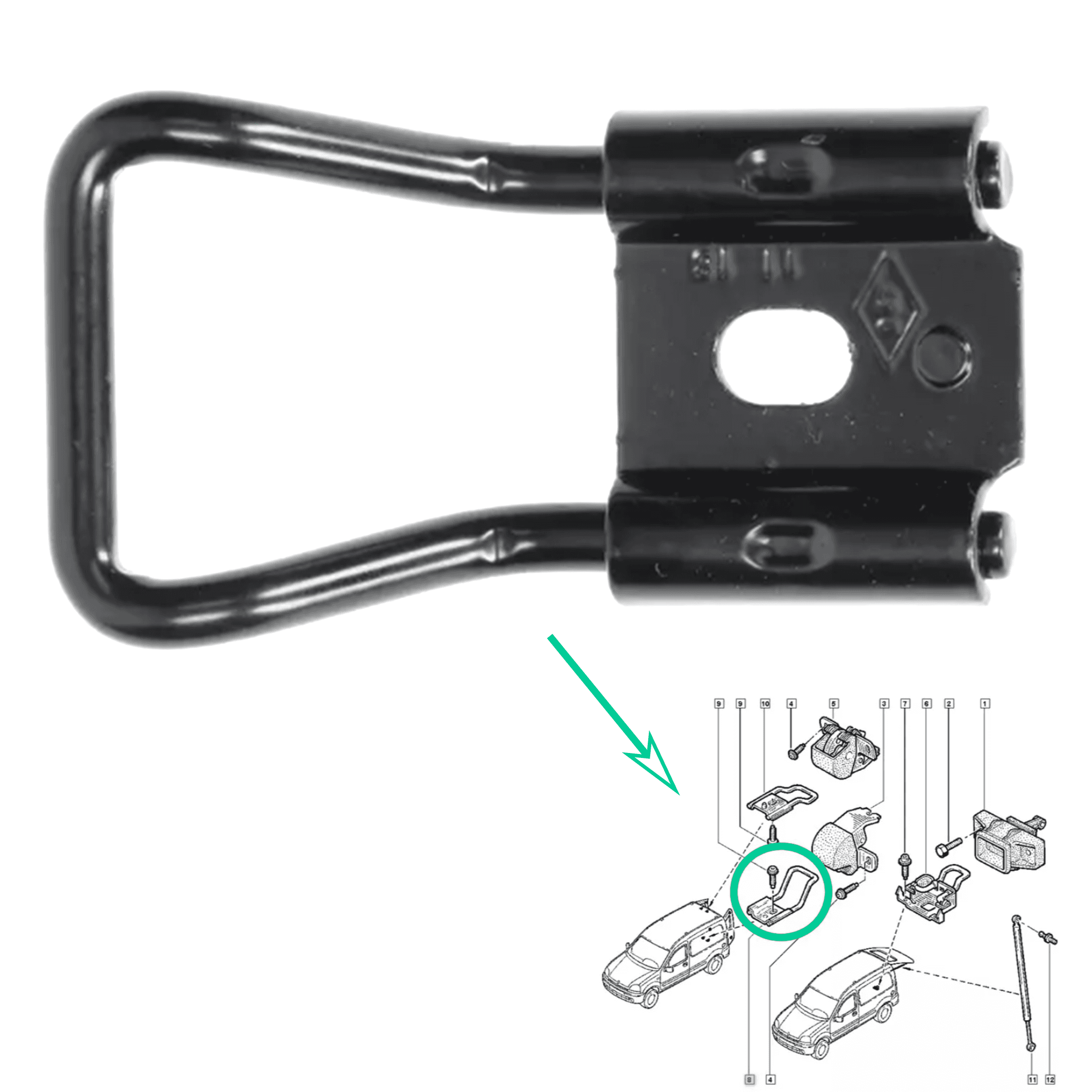 Butée de serrure de coffre pour Nissan Kubistar, Renault Kangoo PARTSLINE SC60830