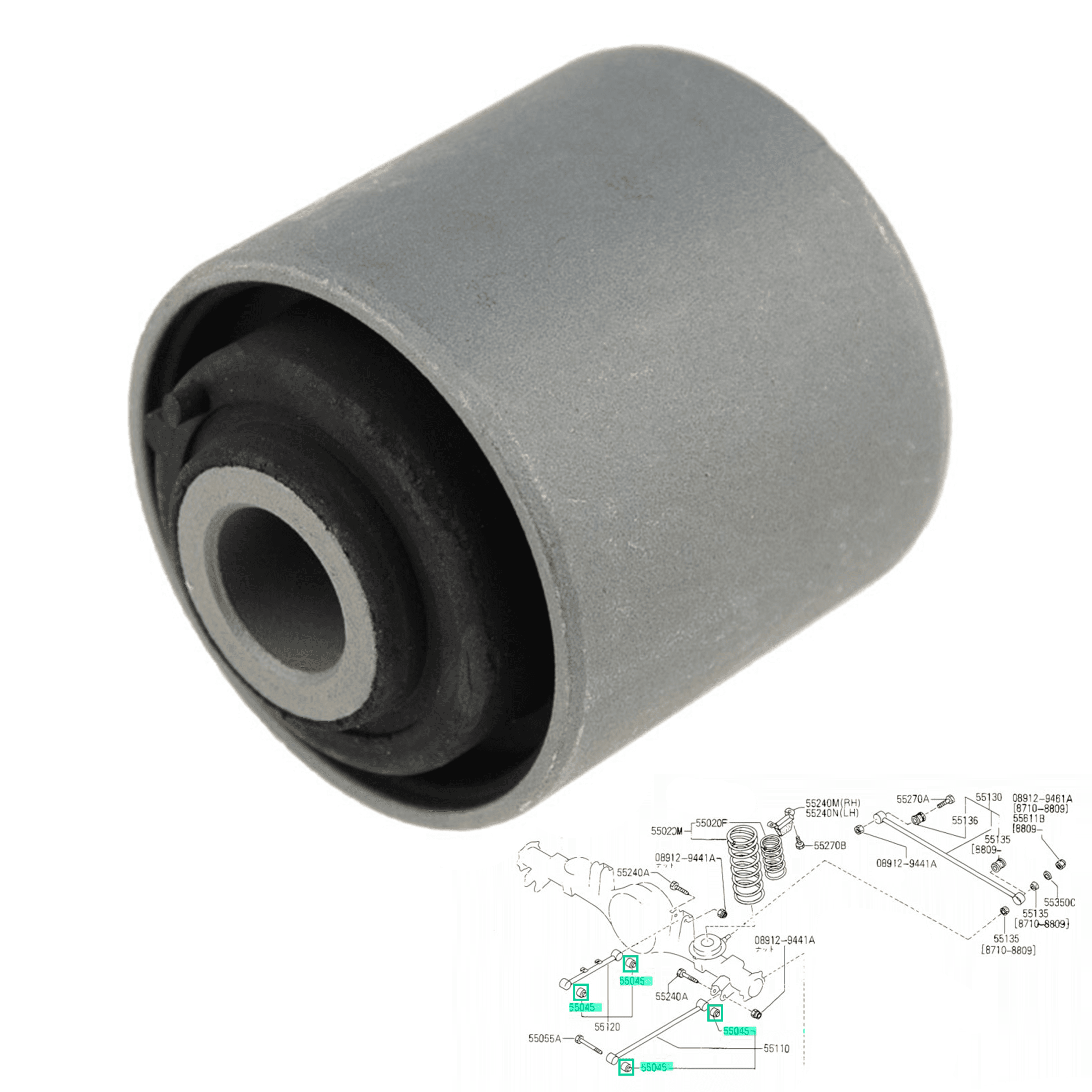 Silentbloc arrière gauche et droit pour Ford, Hyundai, Kia, Nissan PARTSLINE SC60838