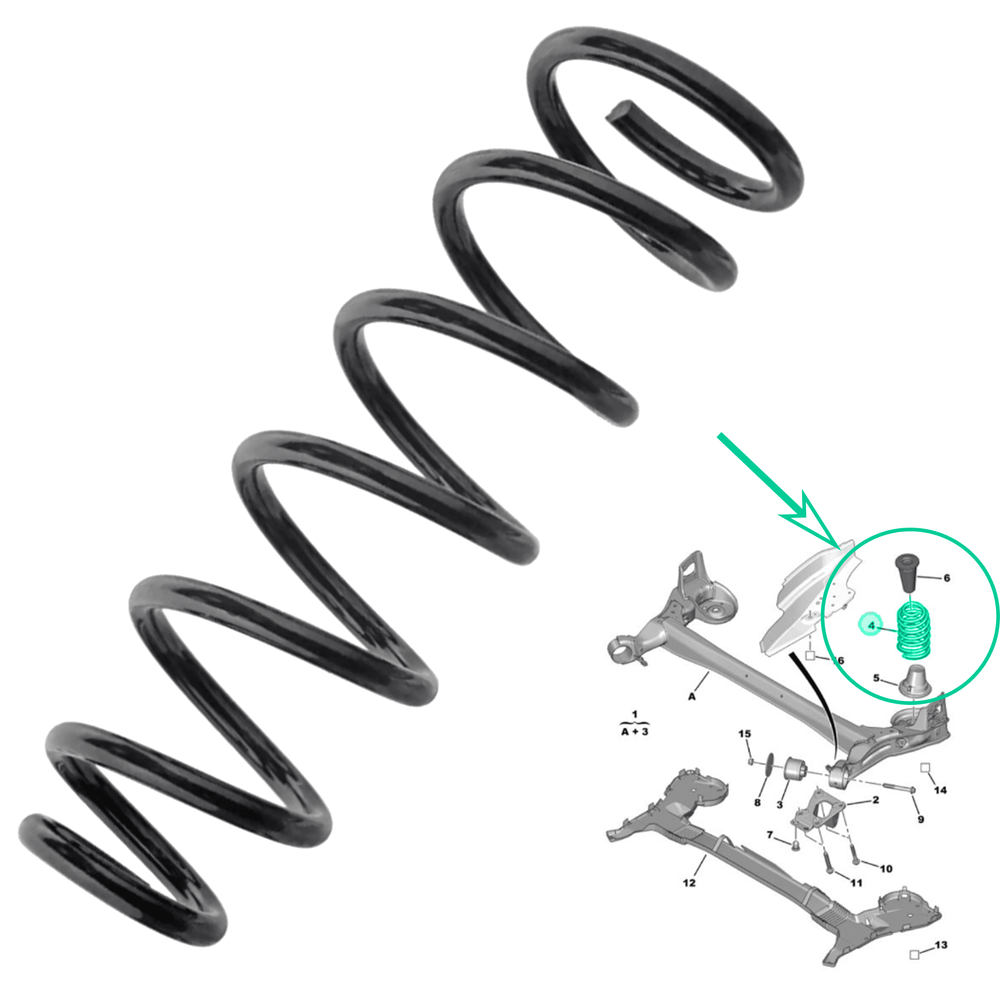 Ressort de suspension arrière gauche ou droit pour Citroën, Peugeot PARTSLINE SC60873