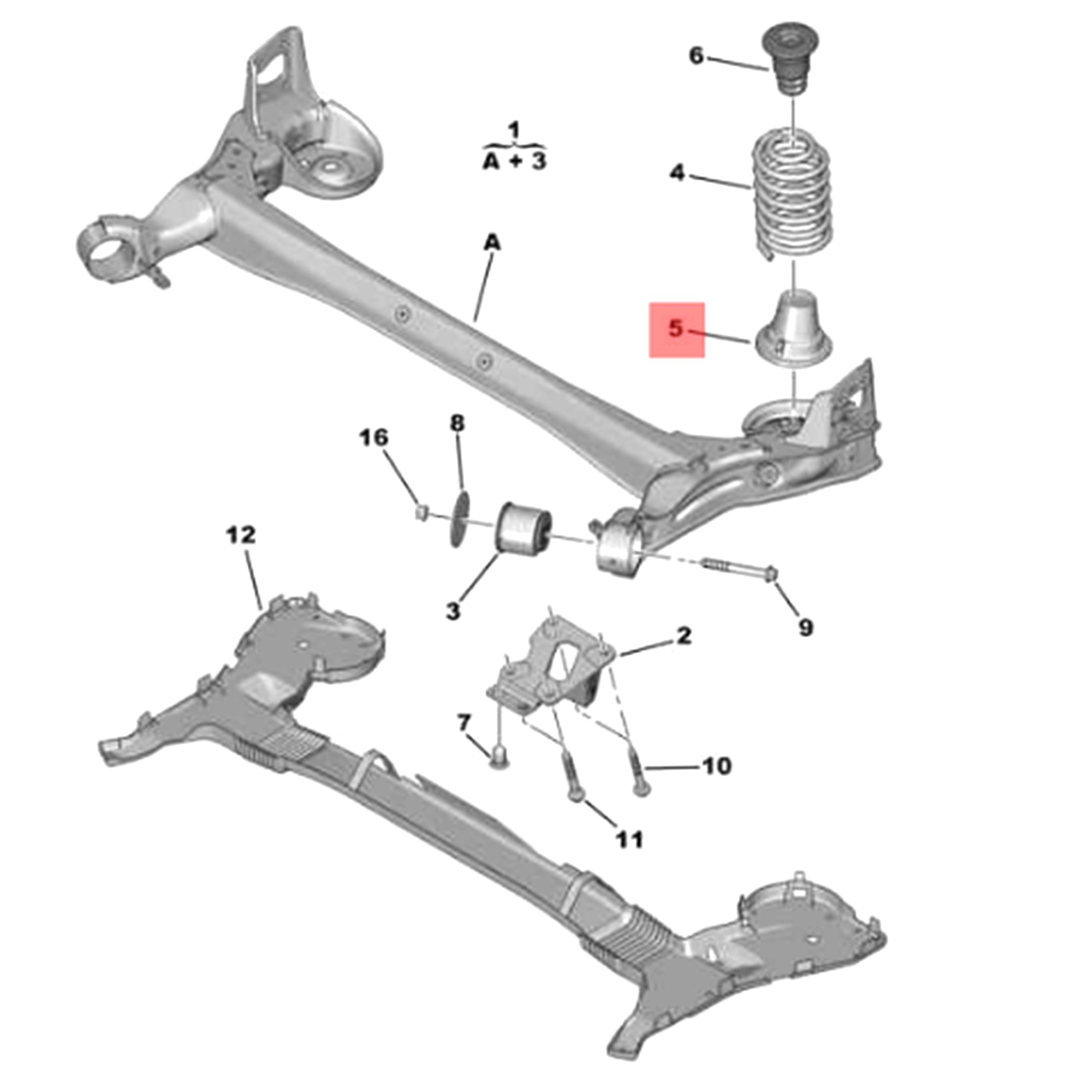 Butée inférieure d'amortisseur arrière pour Berlingo Partner C4 Picasso DS5 5008 PARTSLINE SC60874