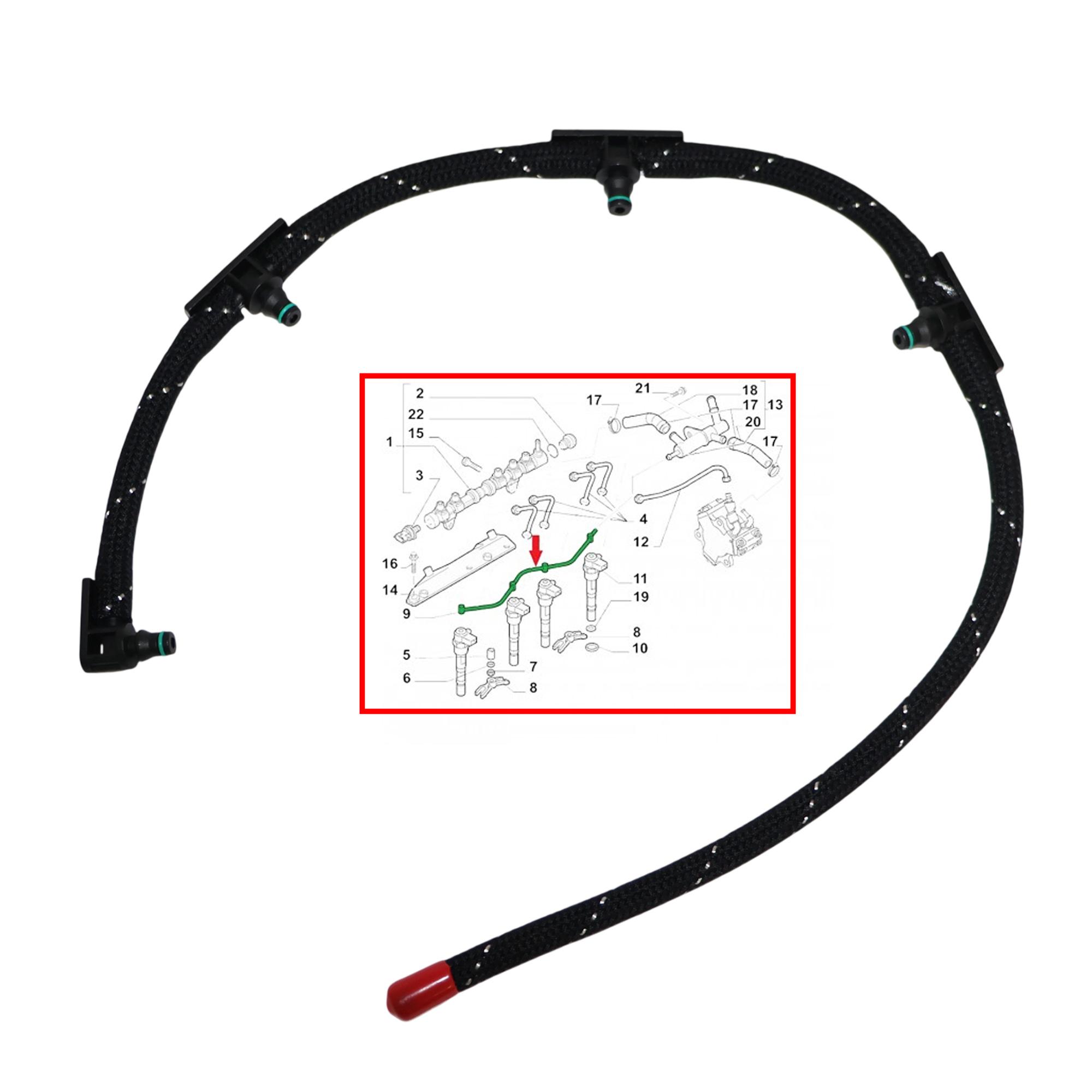 Tuyau de retour injecteur de Gasoil pour 1.3 CDTi 1.3L D Multijet JTD Hdi PARTSLINE SC60899