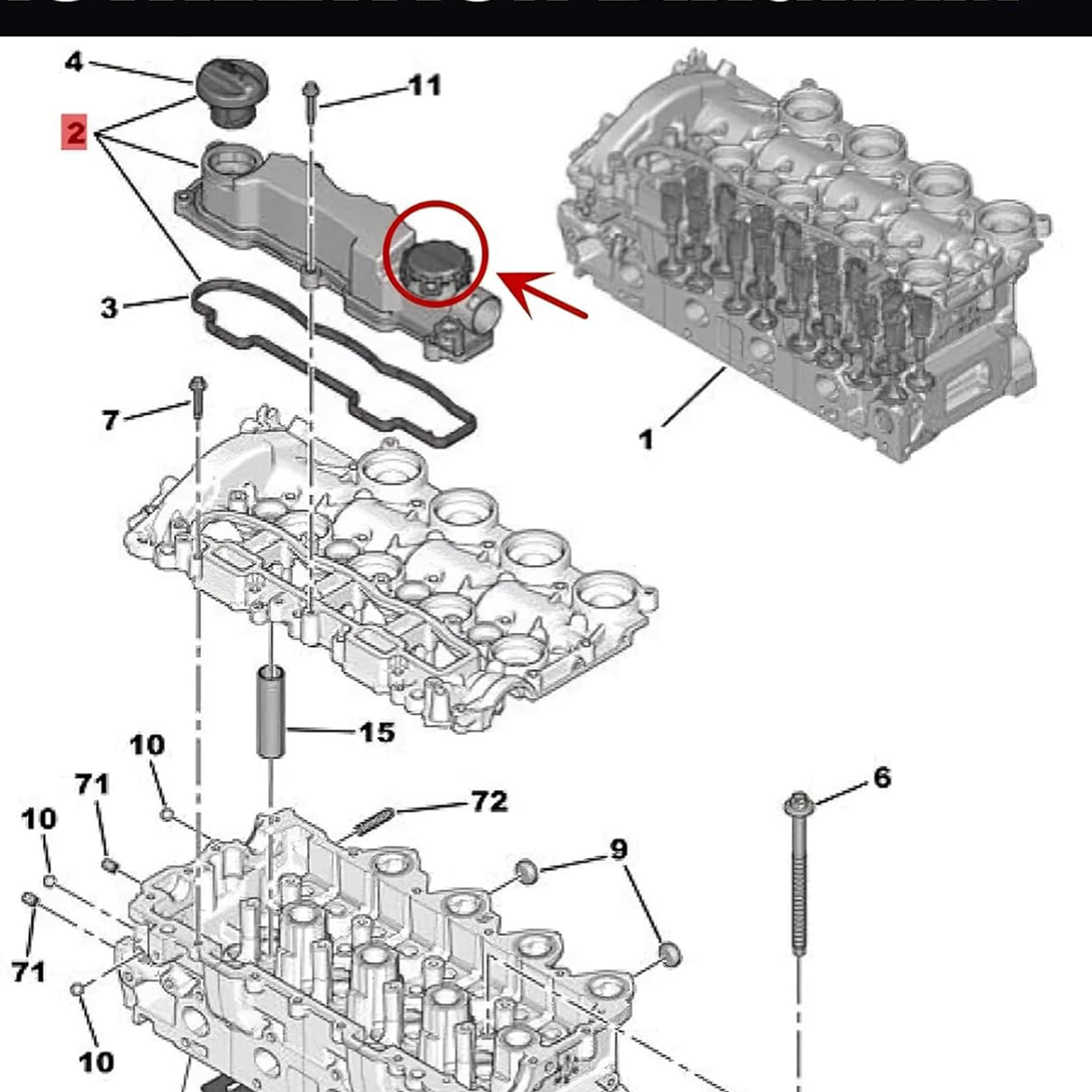 Membrane ventilation couvre culasse pour 1.6 HDi TDCi PARTSLINE SC60917