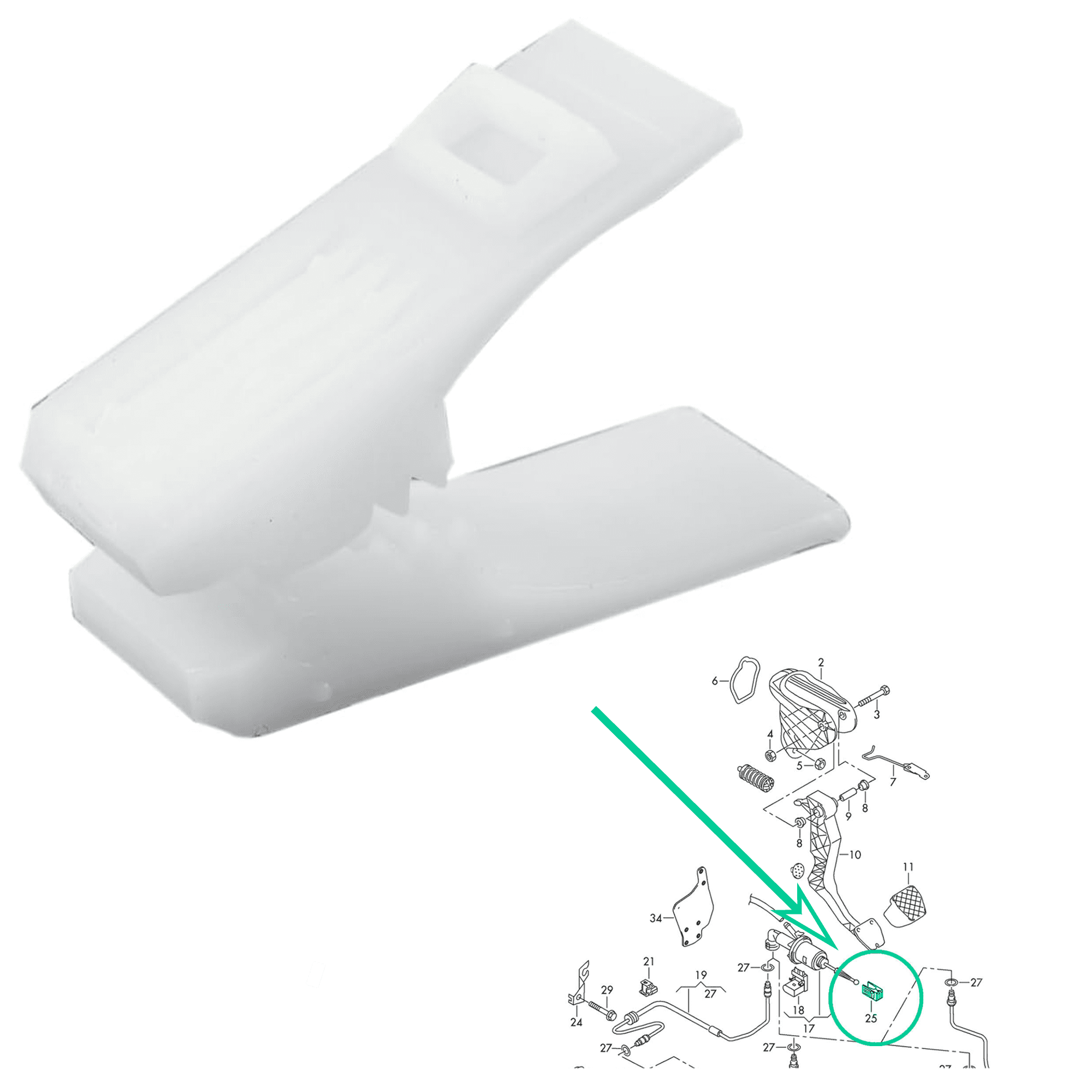 Agrafe de pédale embrayage pour Audi, Seat, Skoda, VW PARTSLINE SC61003