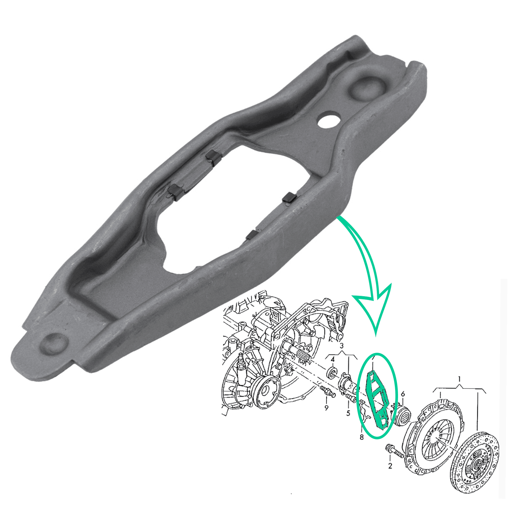 Fourchette embrayage pour Audi, Seat, Skoda,1.6 TDI, 1.4 TDI, 1.9 TDI, 1.8 TFSI VW PARTSLINE SC61007