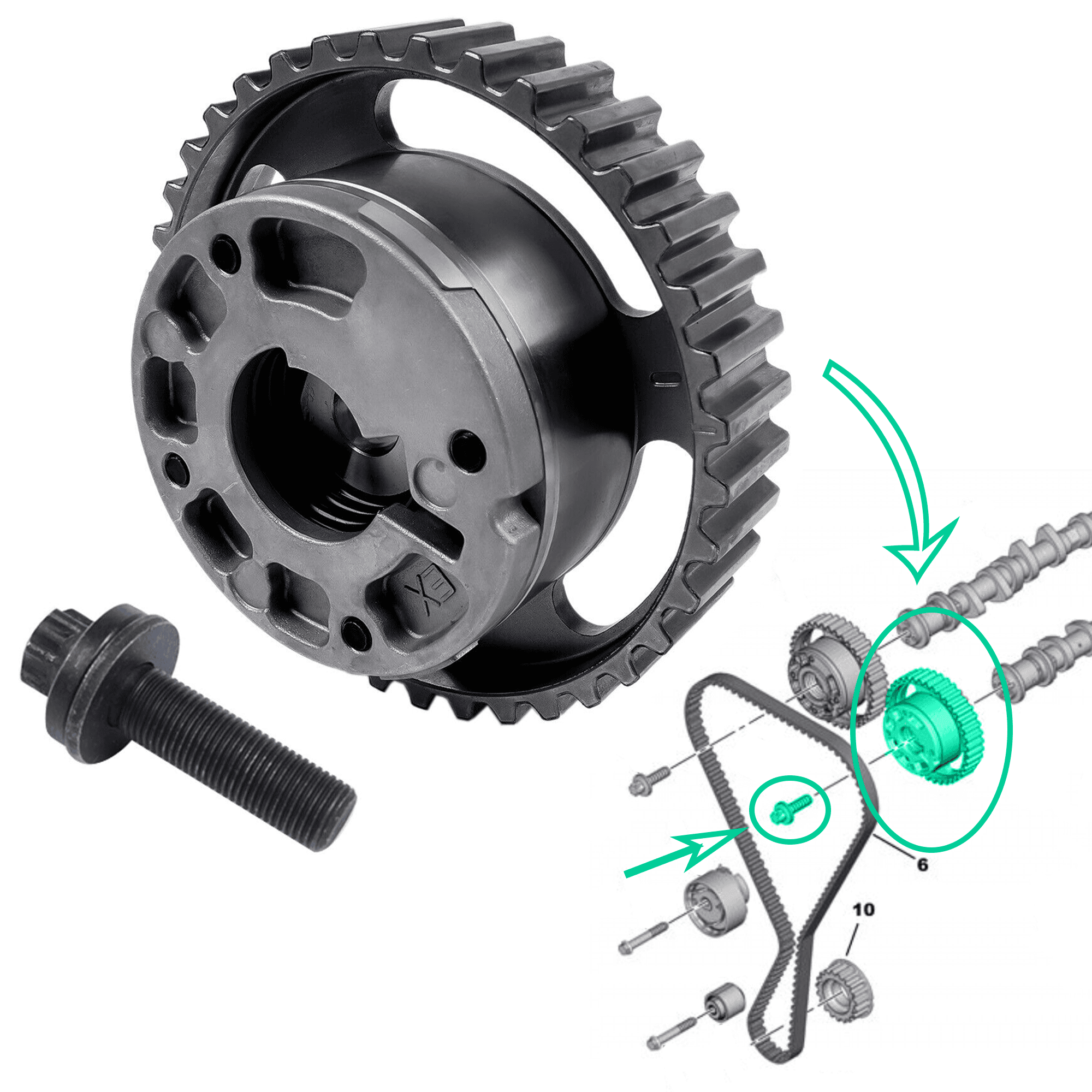 Poulie d'arbre à cames échappement pour Citroën Opel Peugeot, 1.2 PureTech THP VTi PARTSLINE SC61086