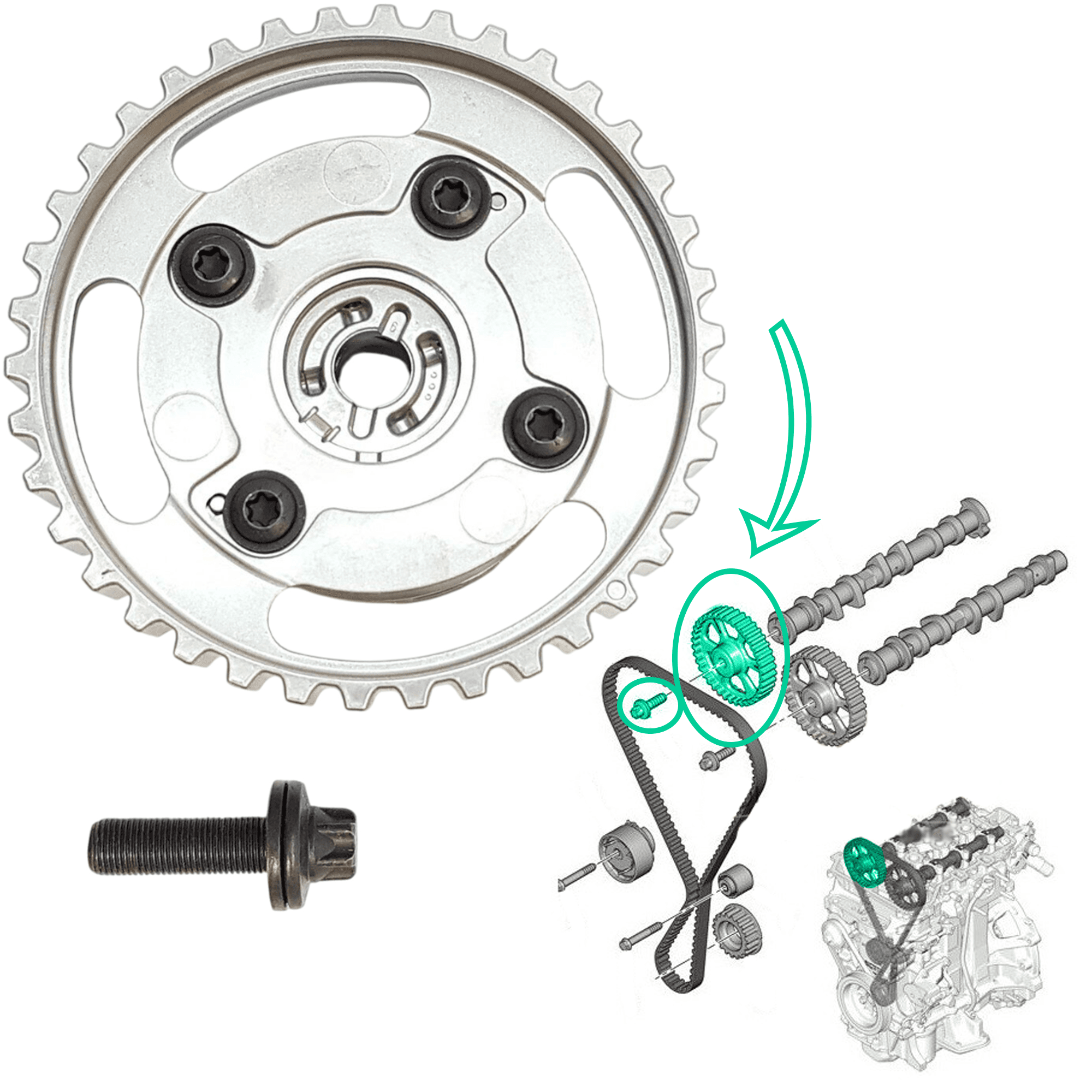 Poulie d'arbre à cames échappement pour Citroën Peugeot 1.0 Vti, 1.2 Vti PureTech PARTSLINE SC61087