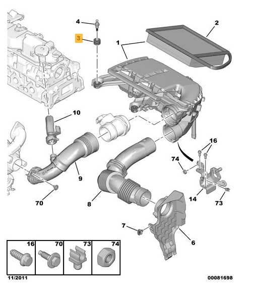 Support de filtre à air pour CITROËN C3 II VTi THP HDi BlueHDi SC61195
