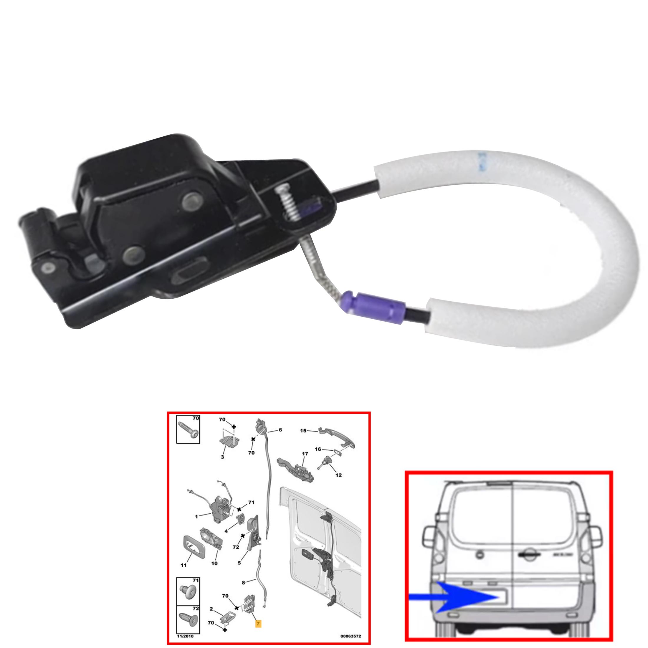 Serrure porte arrière gauche inférieure pour Jumpy Expert Scudo (Depuis 2016) SC61264