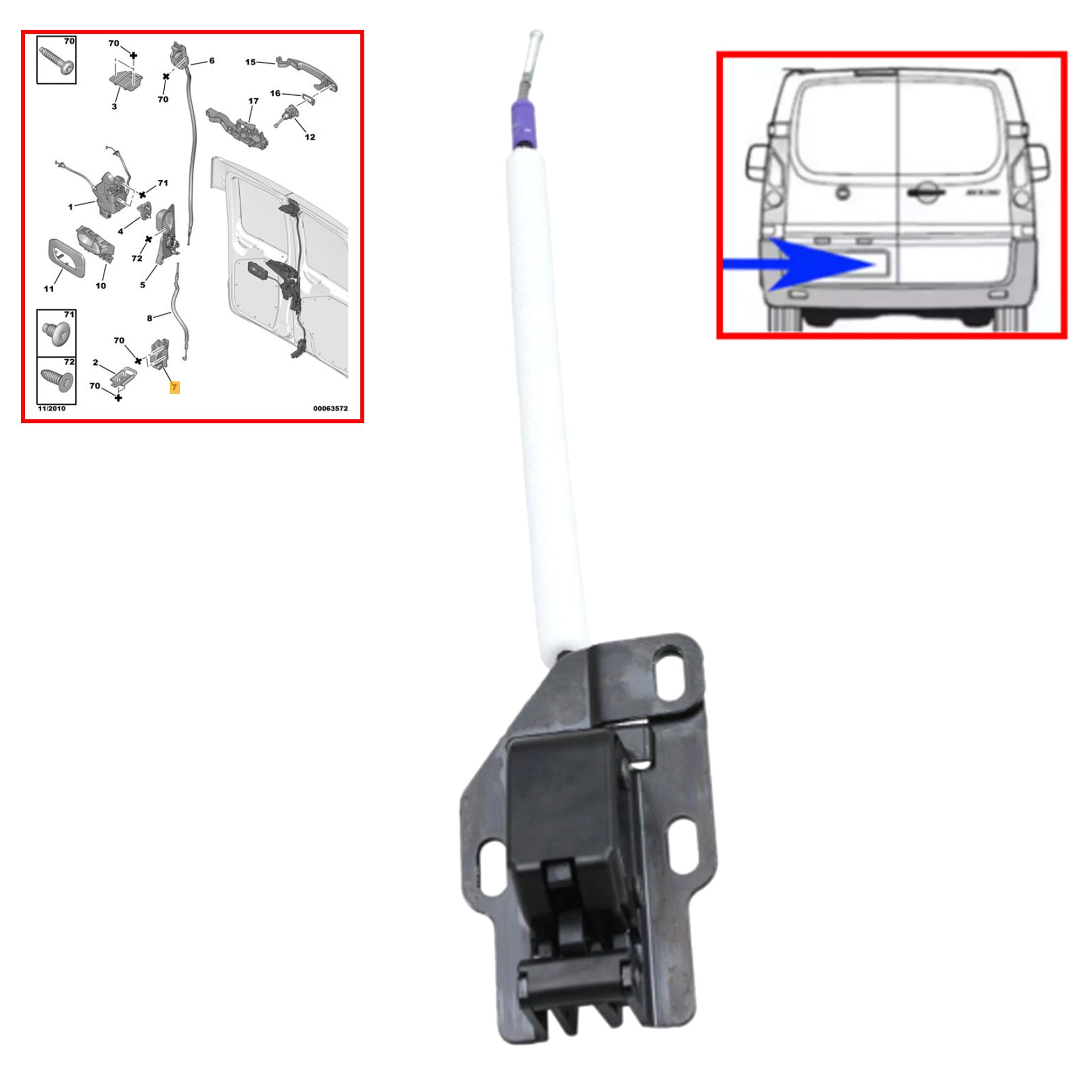 Serrure porte arrière gauche inférieure pour Jumpy Expert Scudo (Depuis 2016) SC61264